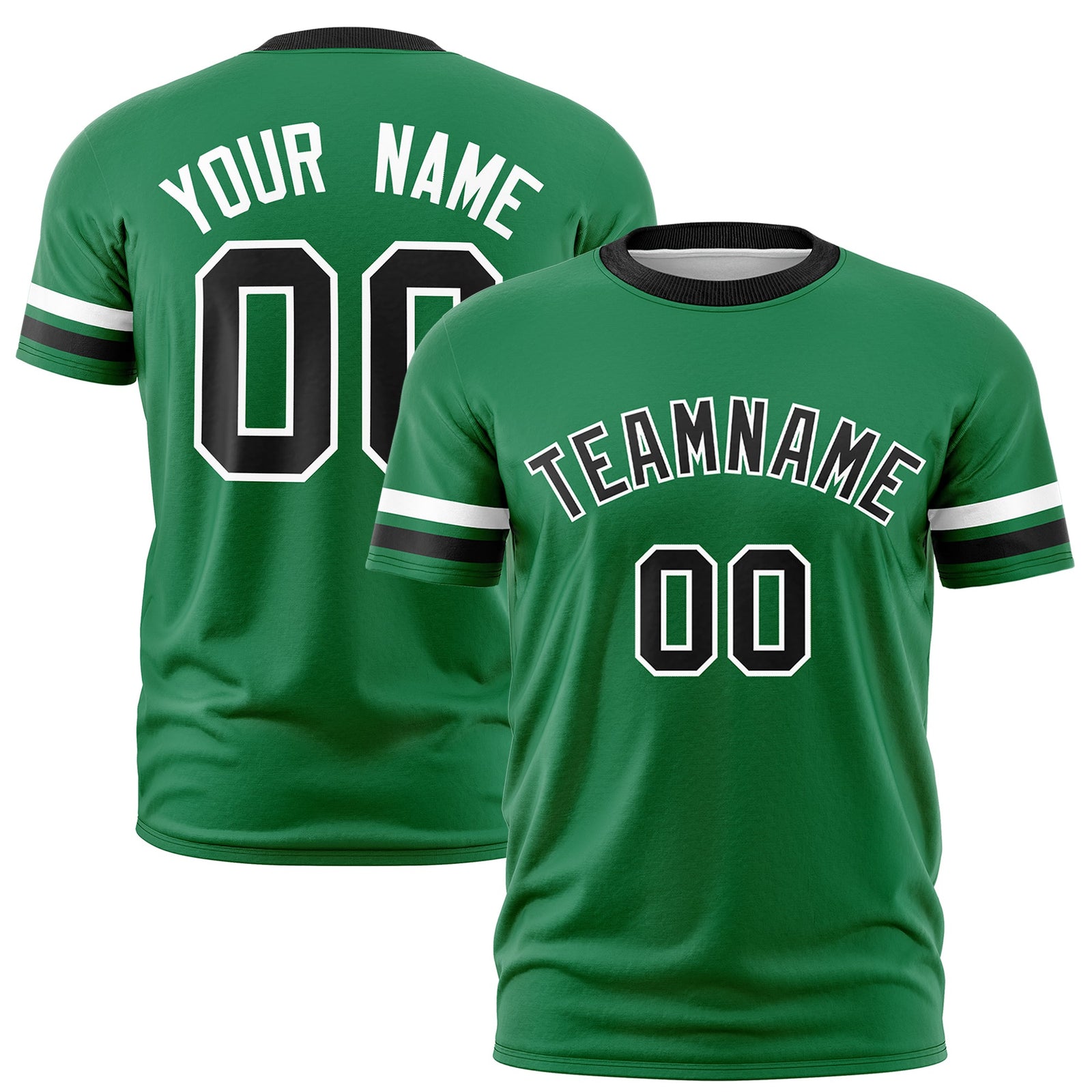 Custom Kelly Green Black Classic Style Stripe Fashion T-shirt| KXKSHOP