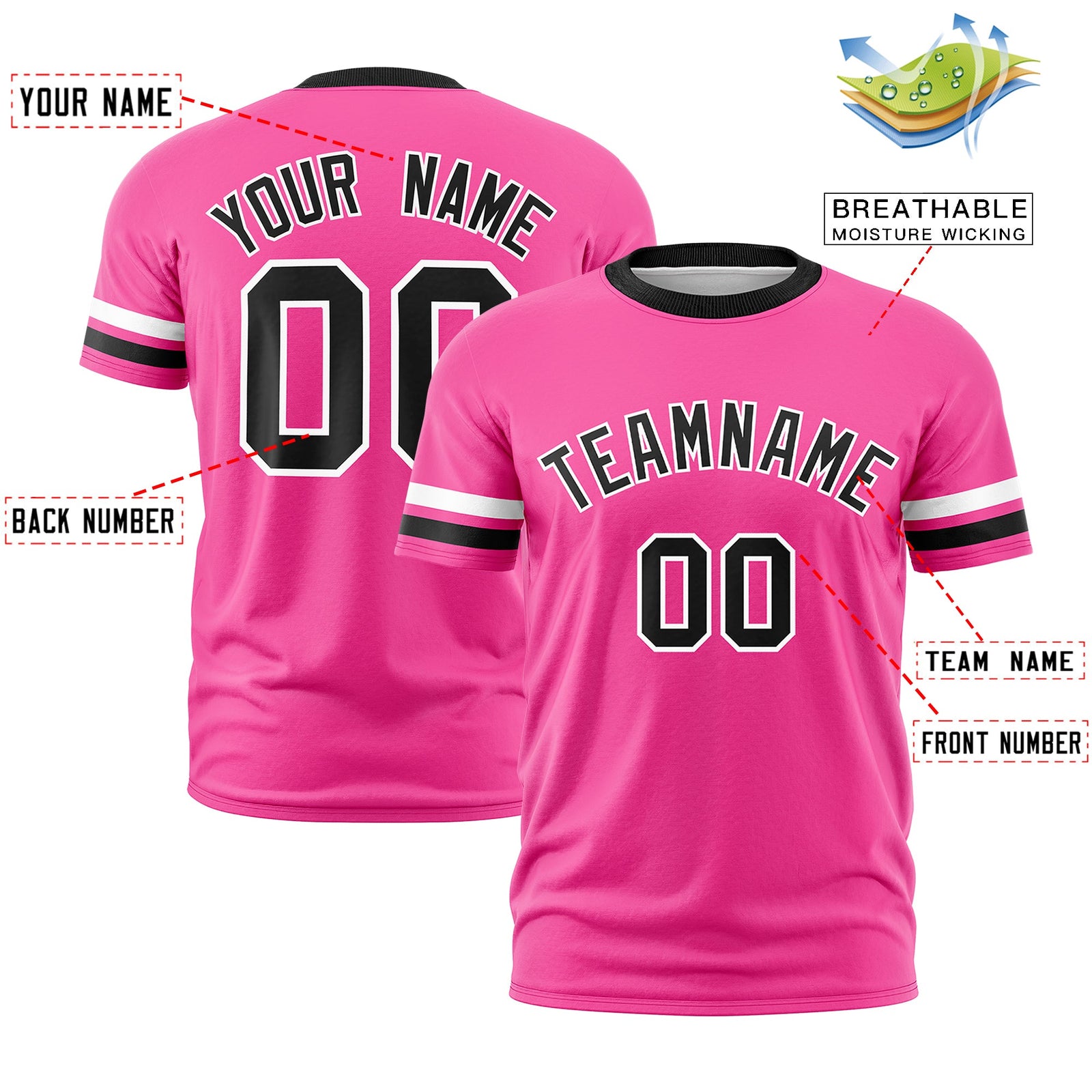 Custom Pink Black Classic Style Stripe Fashion T-shirt| KXKSHOP