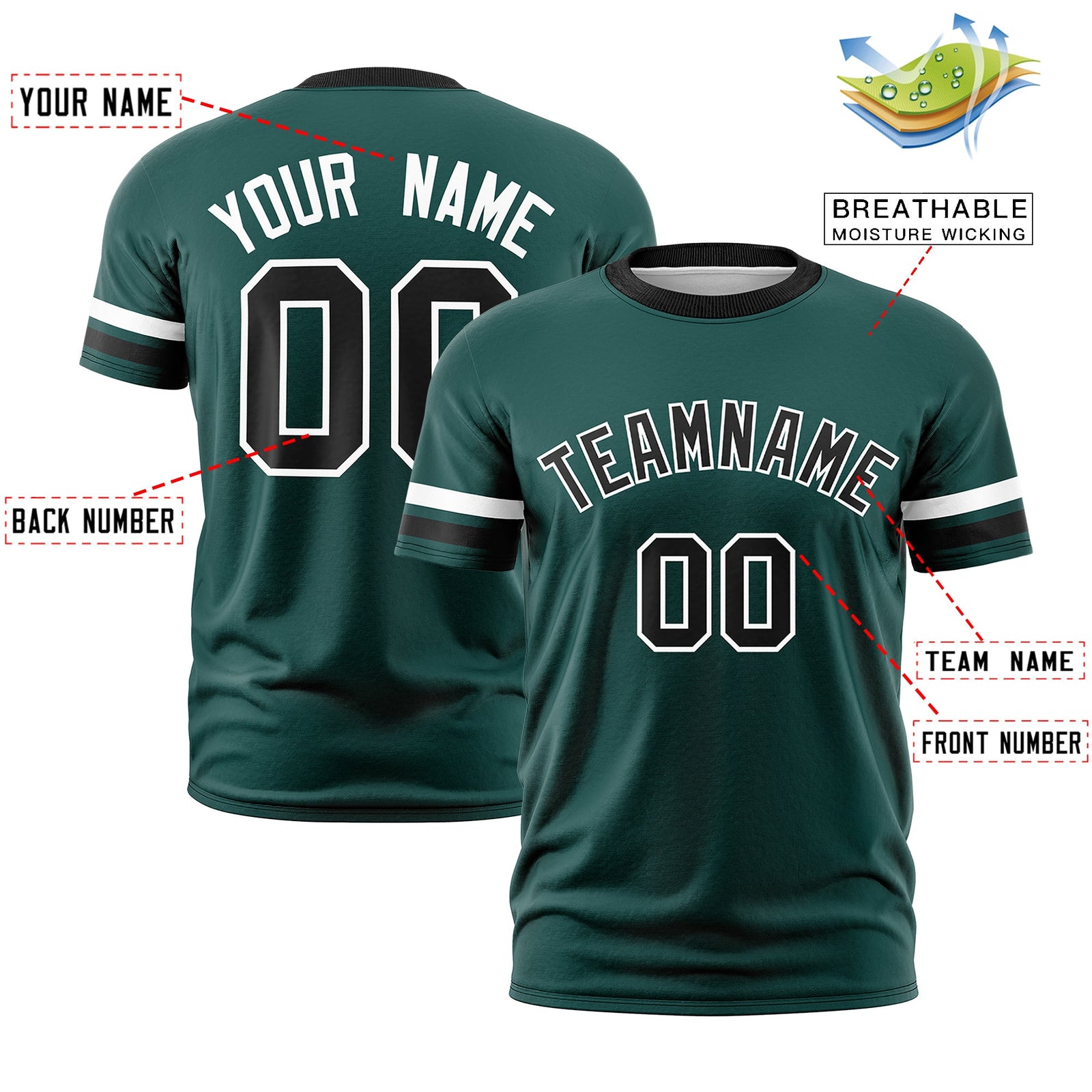 Custom Midnight Green Black Classic Style Stripe Fashion T-shirt| KXKSHOP