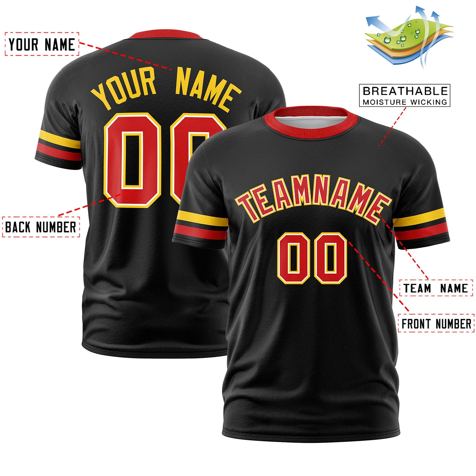 Custom Black Red Classic Style Stripe Fashion T-shirt| KXKSHOP