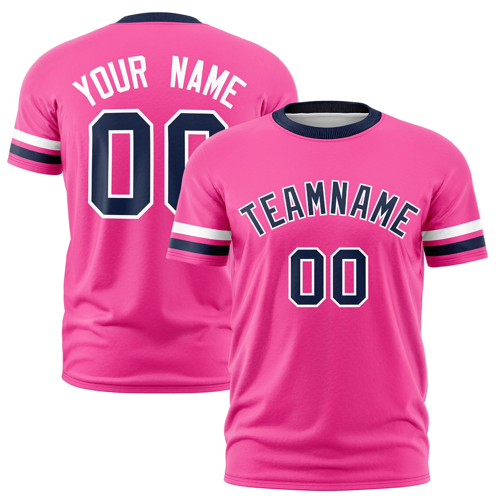 Custom Pink Navy Classic Style Stripe Fashion T-shirt| KXKSHOP