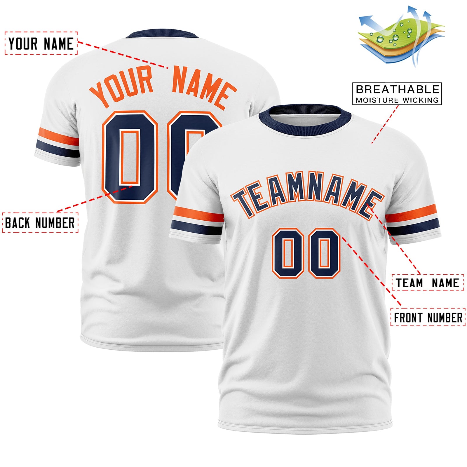 Custom White Navy Classic Style Stripe Fashion T-shirt| KXKSHOP
