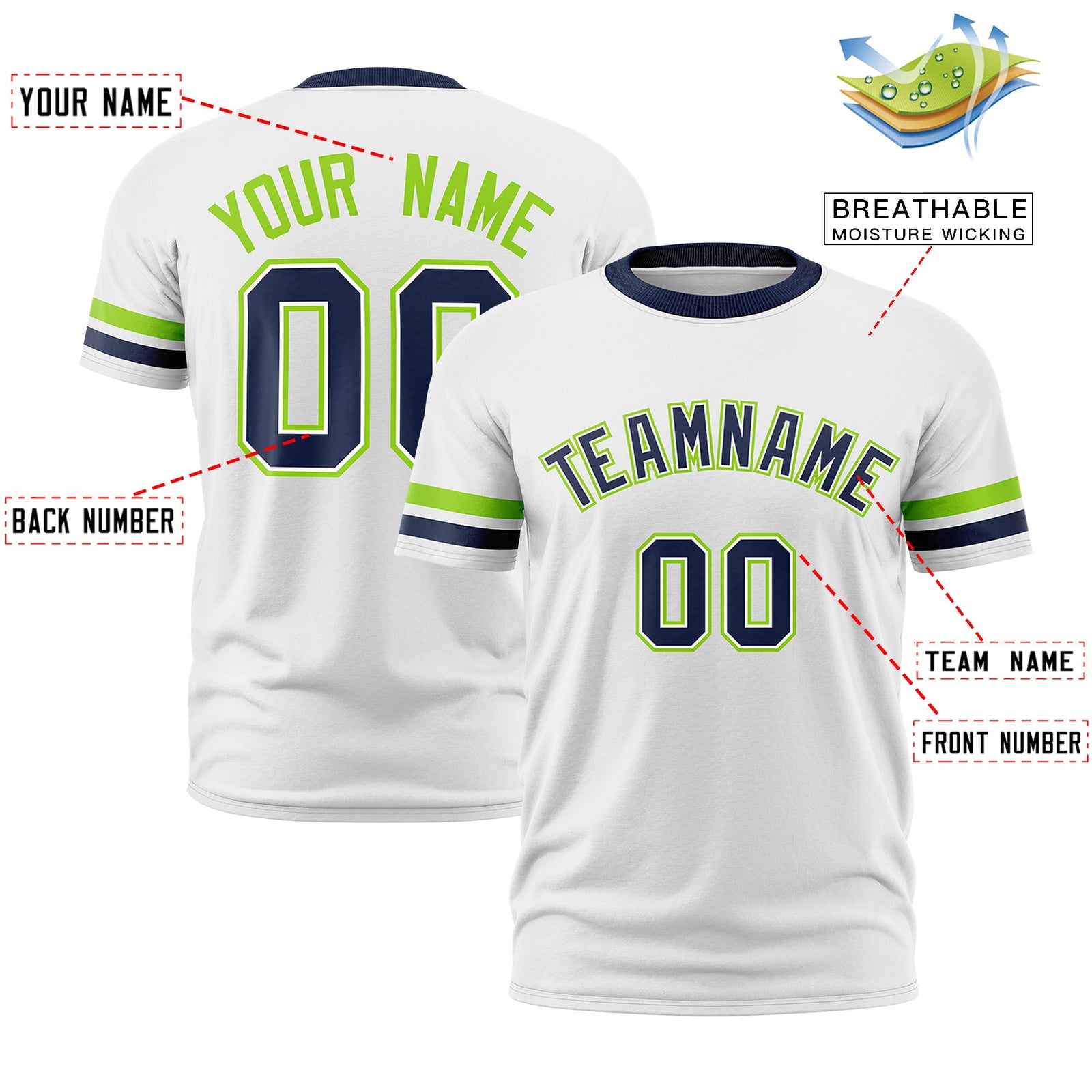 Custom White Navy Classic Style Stripe Fashion T-shirt| KXKSHOP
