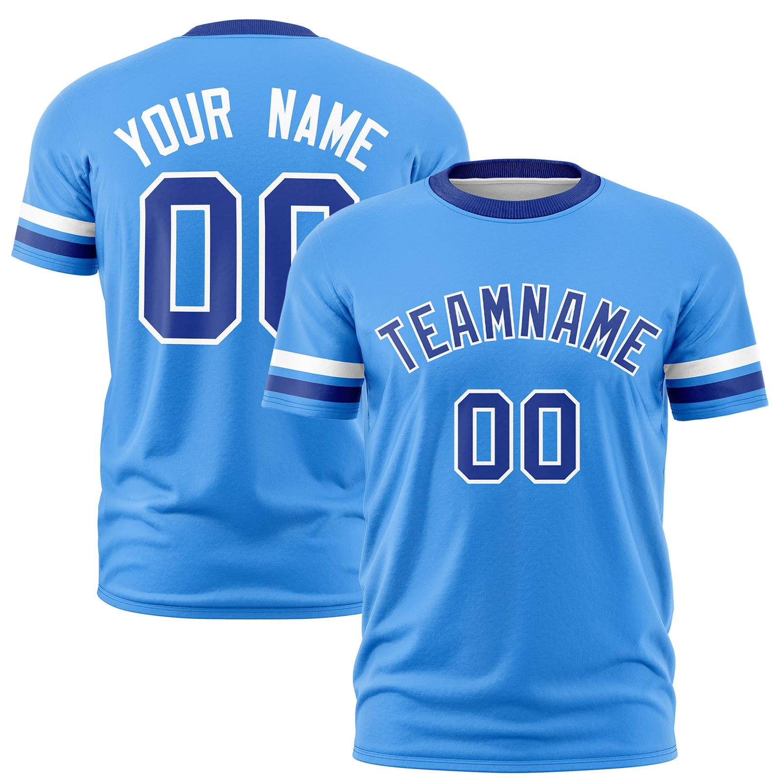 Custom Powder Blue Royal Blue Classic Style Stripe Fashion T-shirt| KXKSHOP