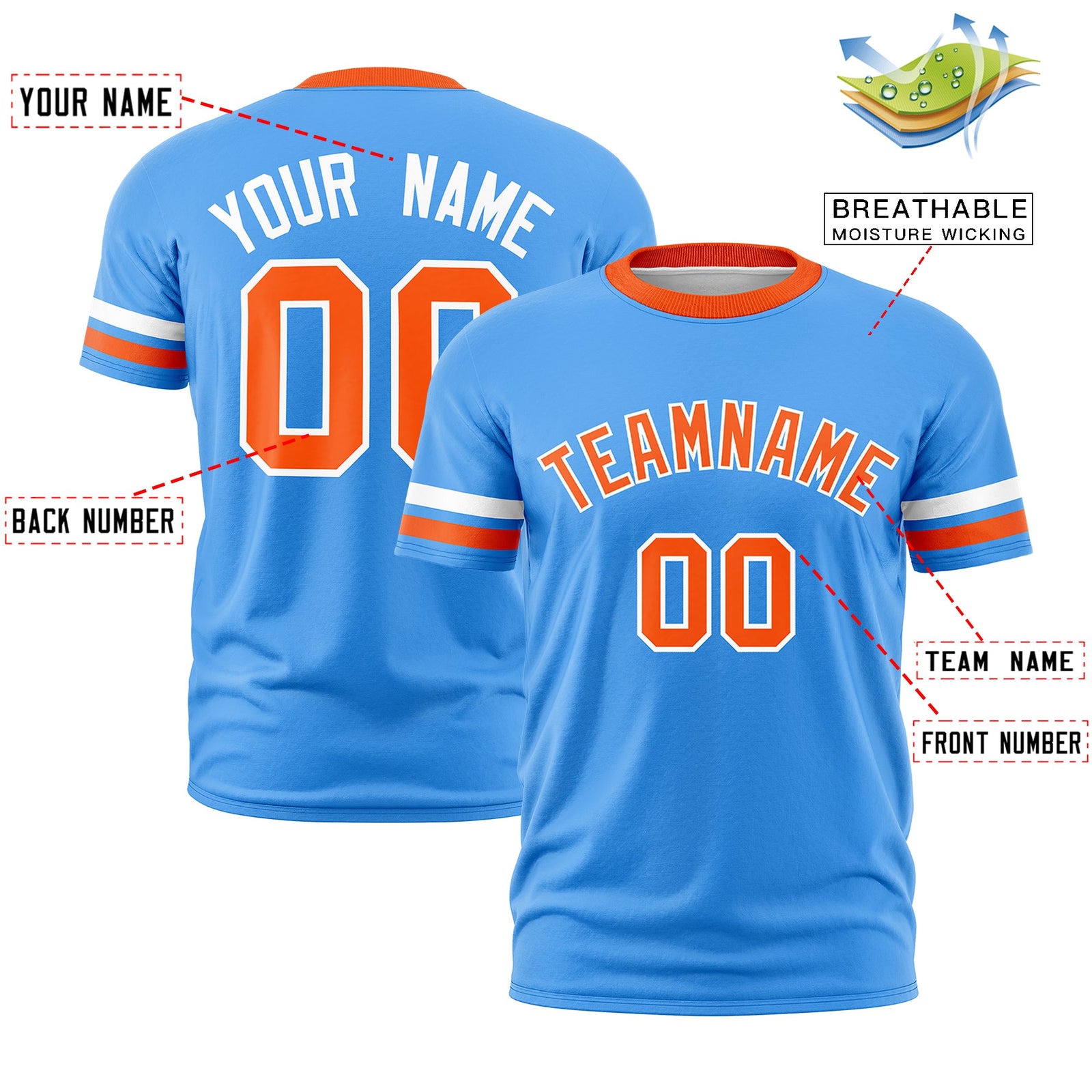 Custom Aqua Orange Classic Style Stripe Fashion T-shirt| KXKSHOP