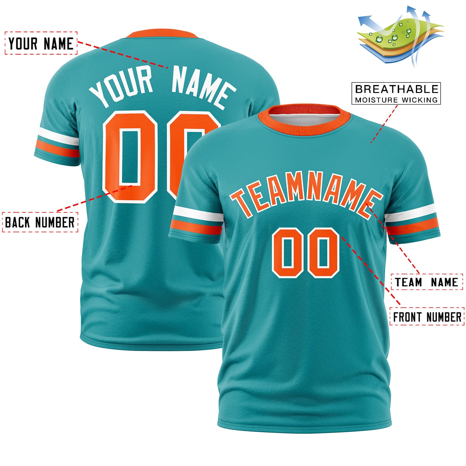 Custom Powder Blue Orange Classic Style Stripe Fashion T-shirt| KXKSHOP