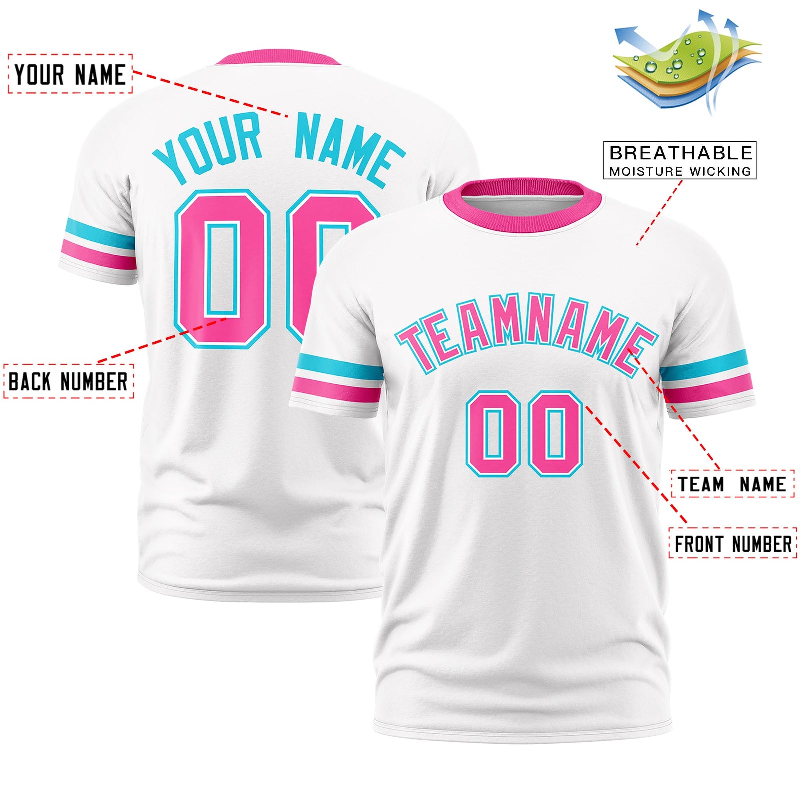 Custom White Pink Classic Style Stripe Fashion T-shirt| KXKSHOP