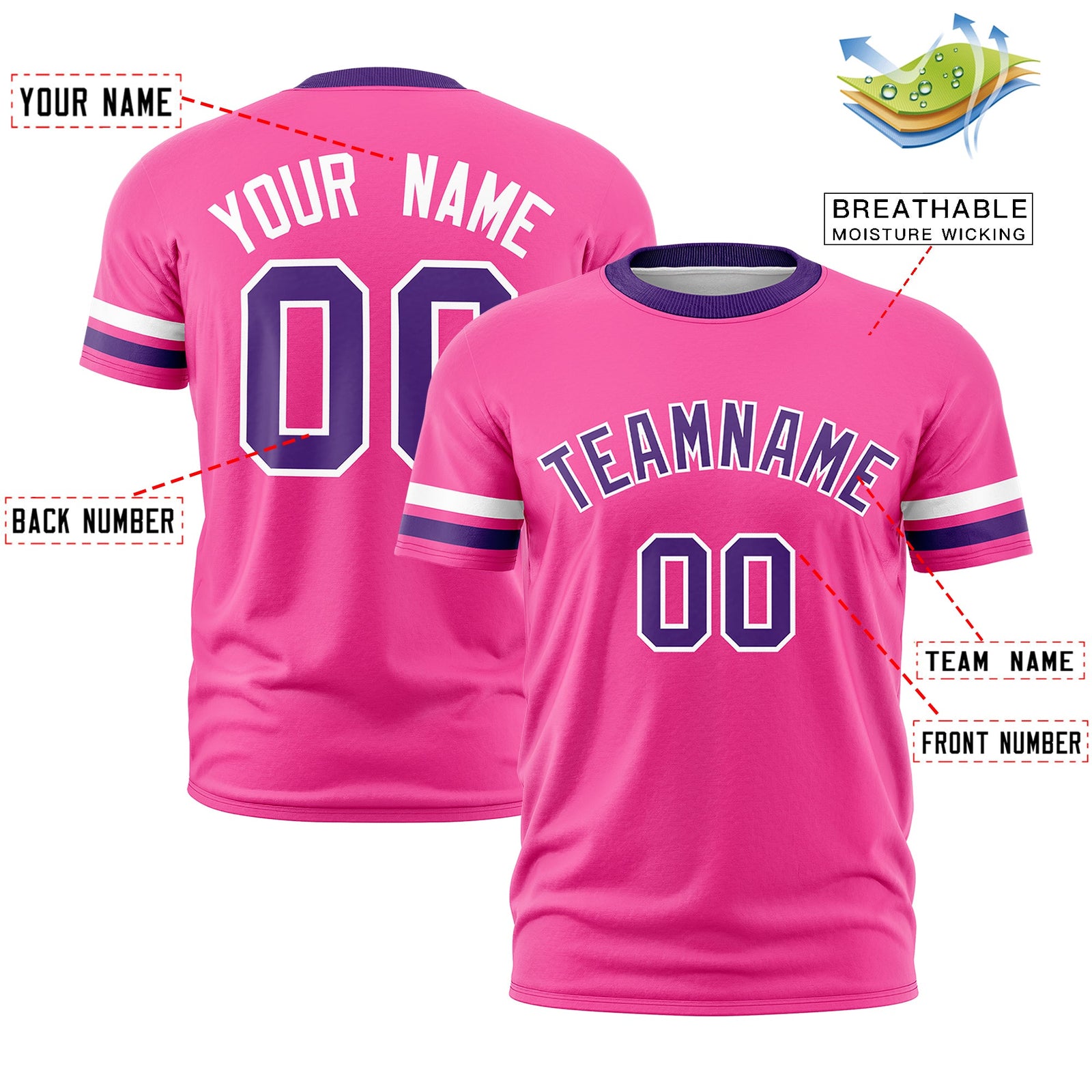 Custom Pink Purple Classic Style Stripe Fashion T-shirt| KXKSHOP