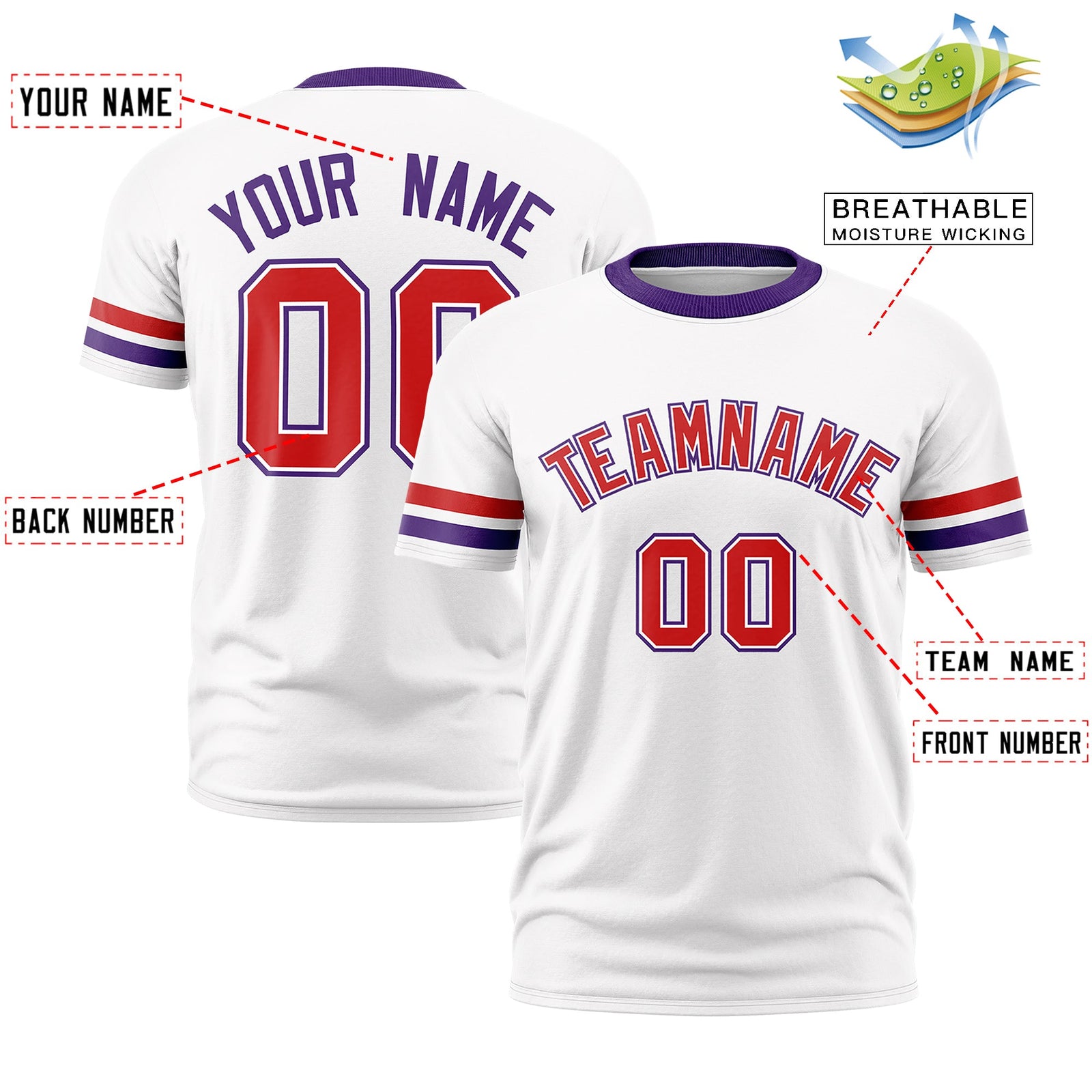 Custom White Purple Classic Style Stripe Fashion T-shirt| KXKSHOP