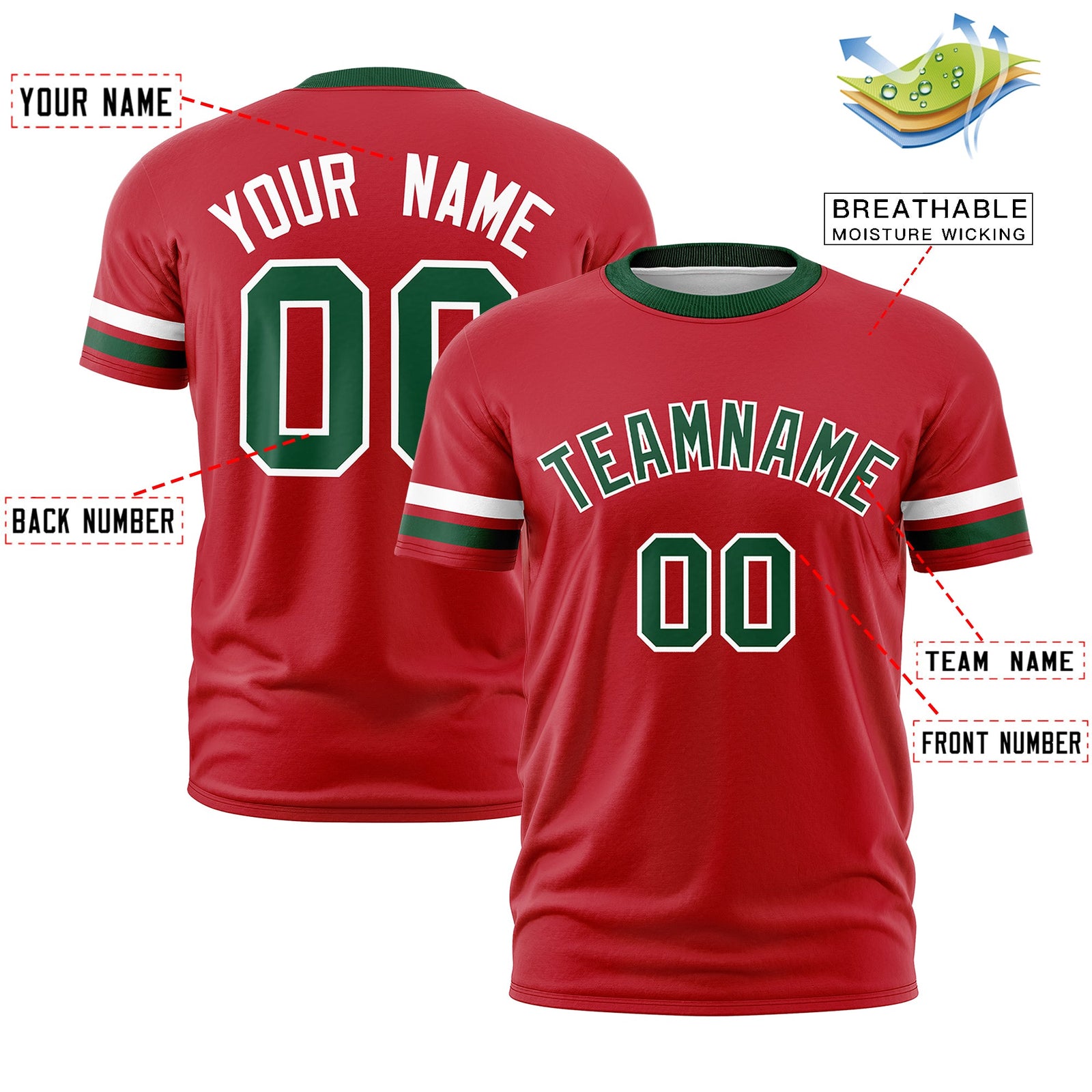 Custom Red Green Classic Style Stripe Fashion T-shirt| KXKSHOP
