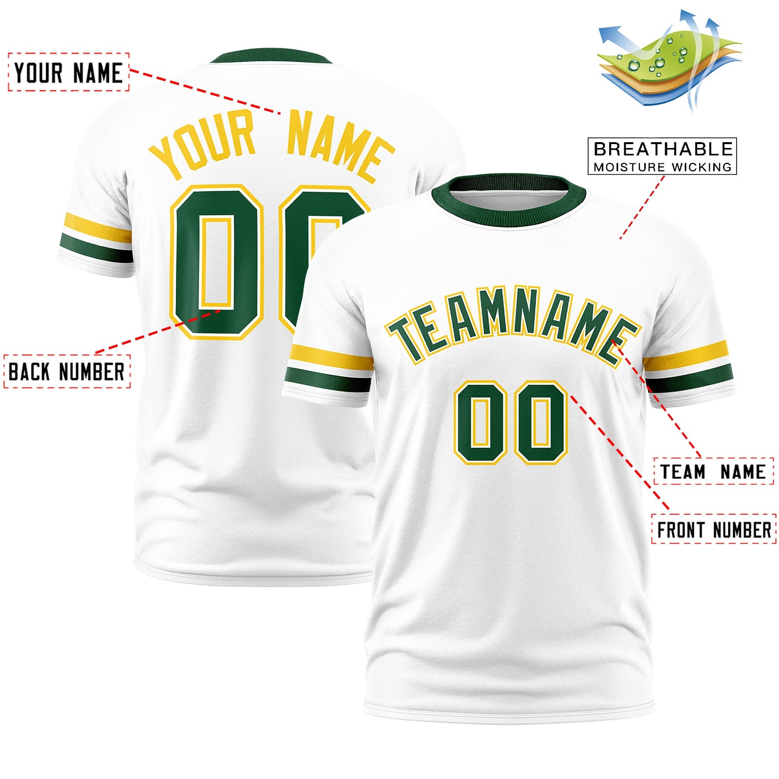 Custom White Green Classic Style Stripe Fashion T-shirt| KXKSHOP