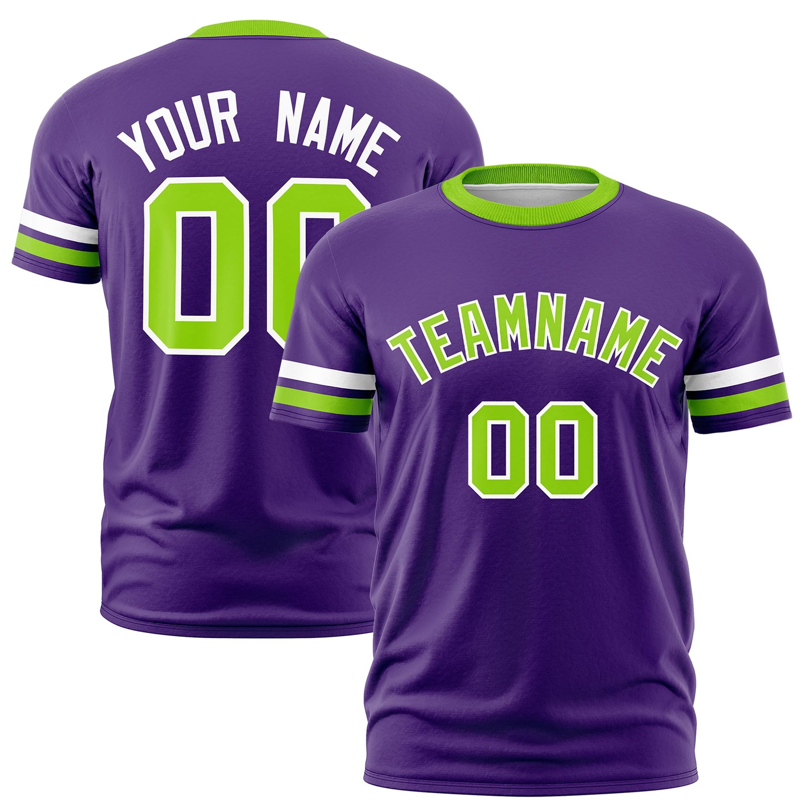 Custom Purple Neon Green Classic Style Stripe Fashion T-shirt| KXKSHOP