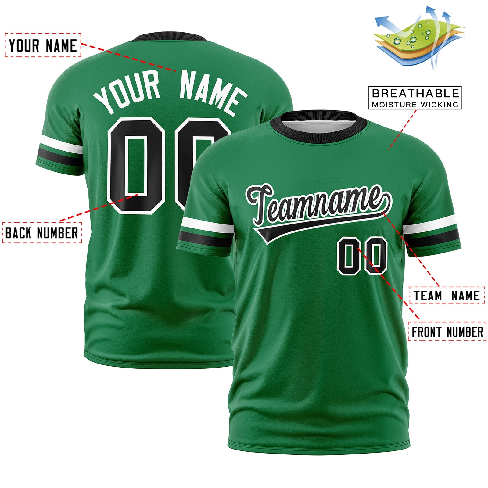 Custom Kelly Green Black Classic Style Stripe Fashion T-shirt| KXKSHOP