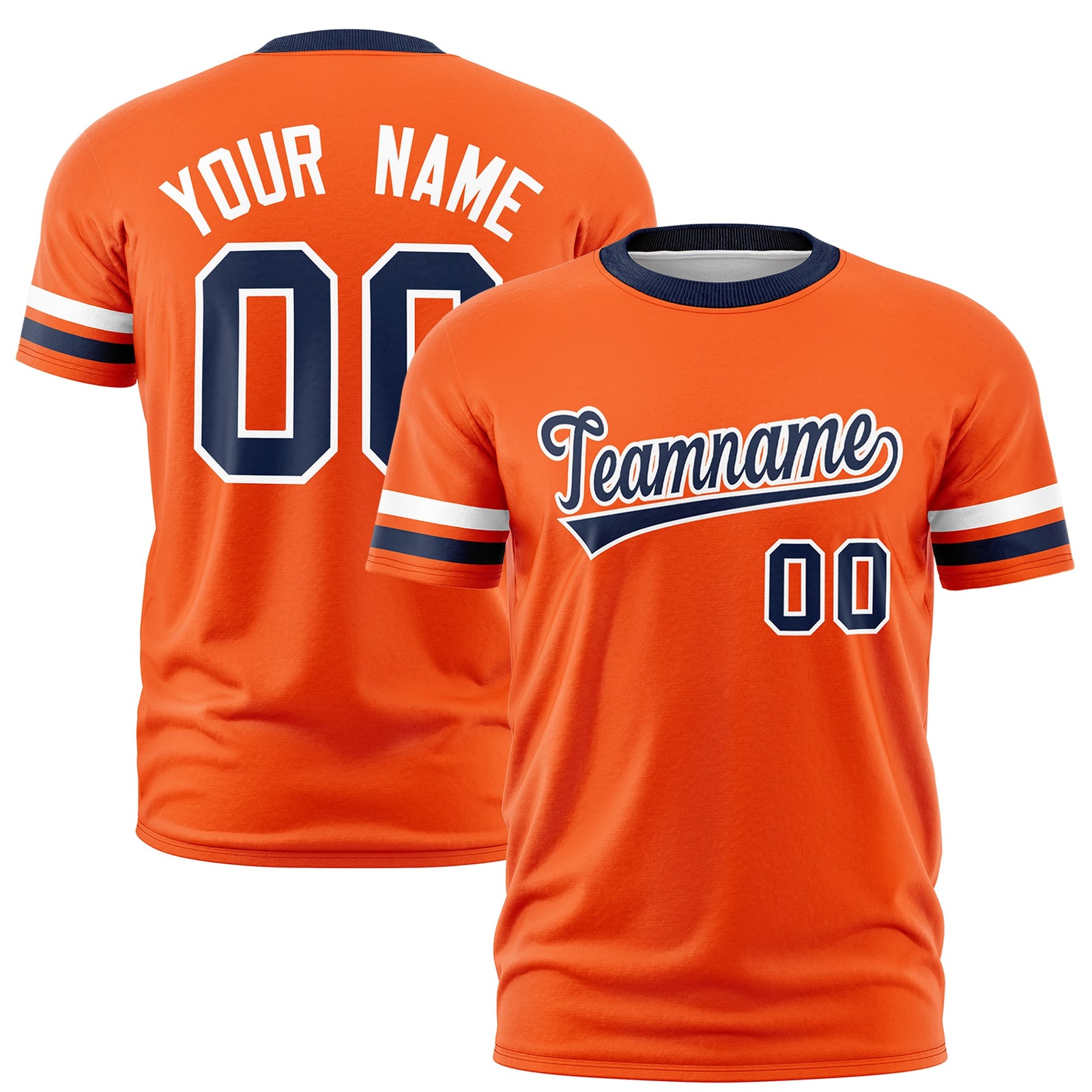 Custom Orange Navy Classic Style Stripe Fashion T-shirt| KXKSHOP