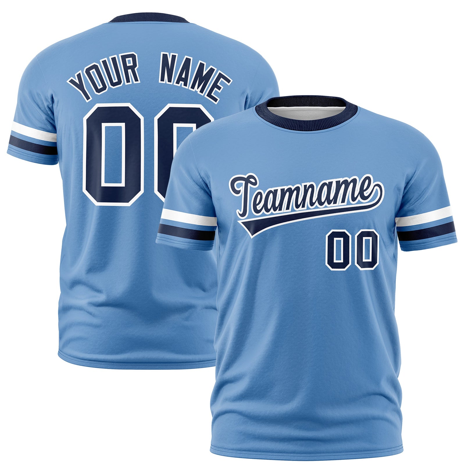 Custom Light Blue Navy Classic Style Stripe Fashion T-shirt| KXKSHOP