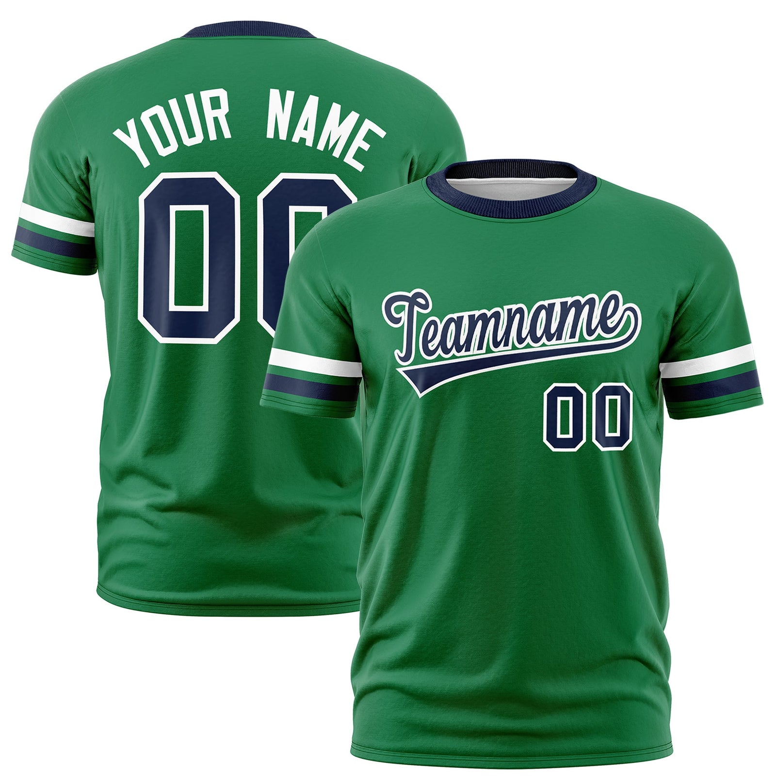 Custom Kelly Green Navy Classic Style Stripe Fashion T-shirt| KXKSHOP