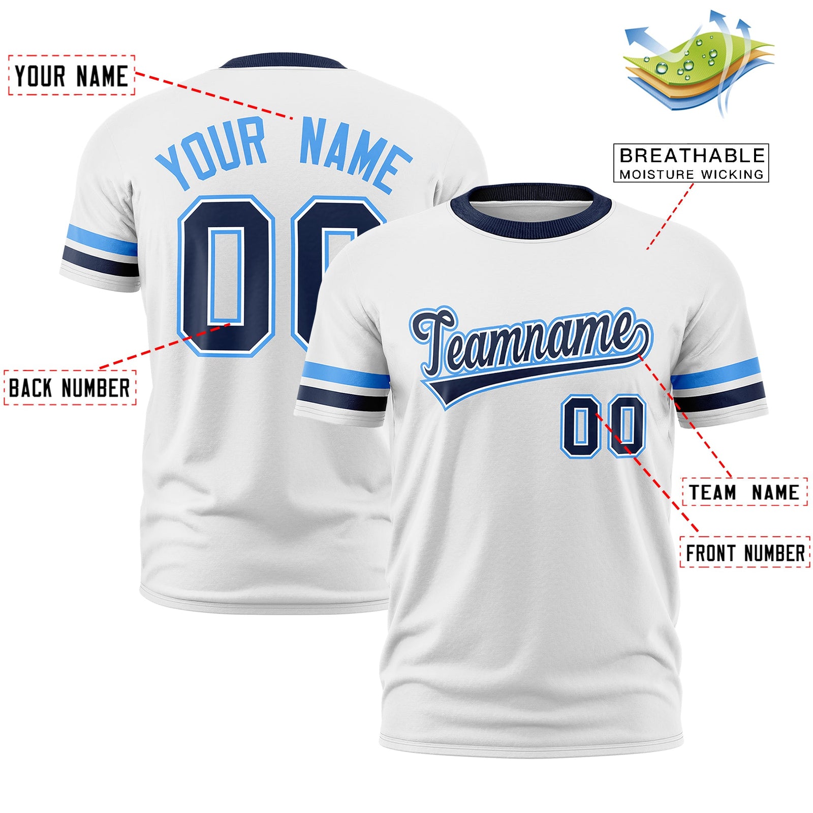 Custom White Navy Classic Style Stripe Fashion T-shirt| KXKSHOP
