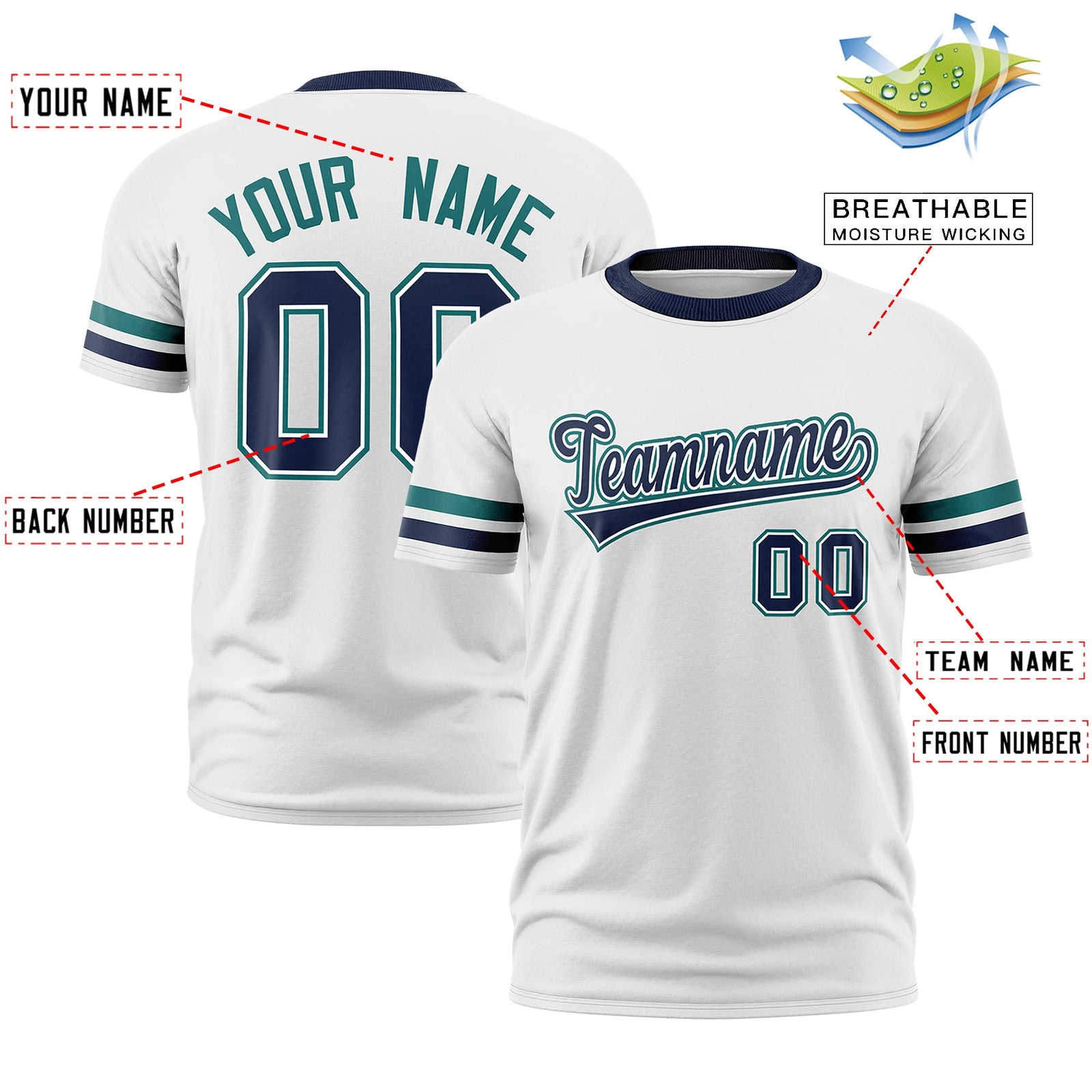 Custom White Navy Classic Style Stripe Fashion T-shirt| KXKSHOP