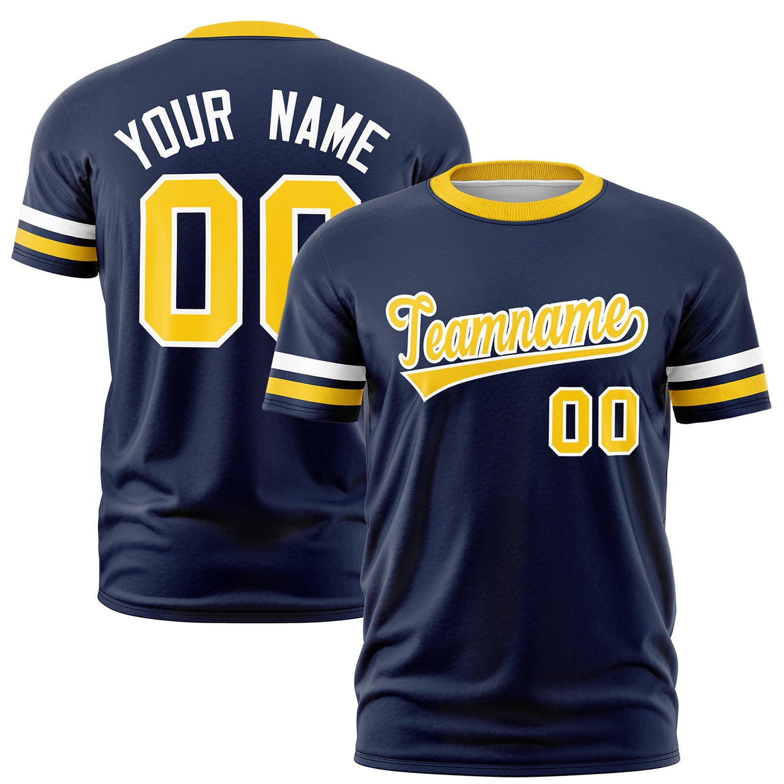 Custom Navy Gold Classic Style Stripe Fashion T-shirt| KXKSHOP