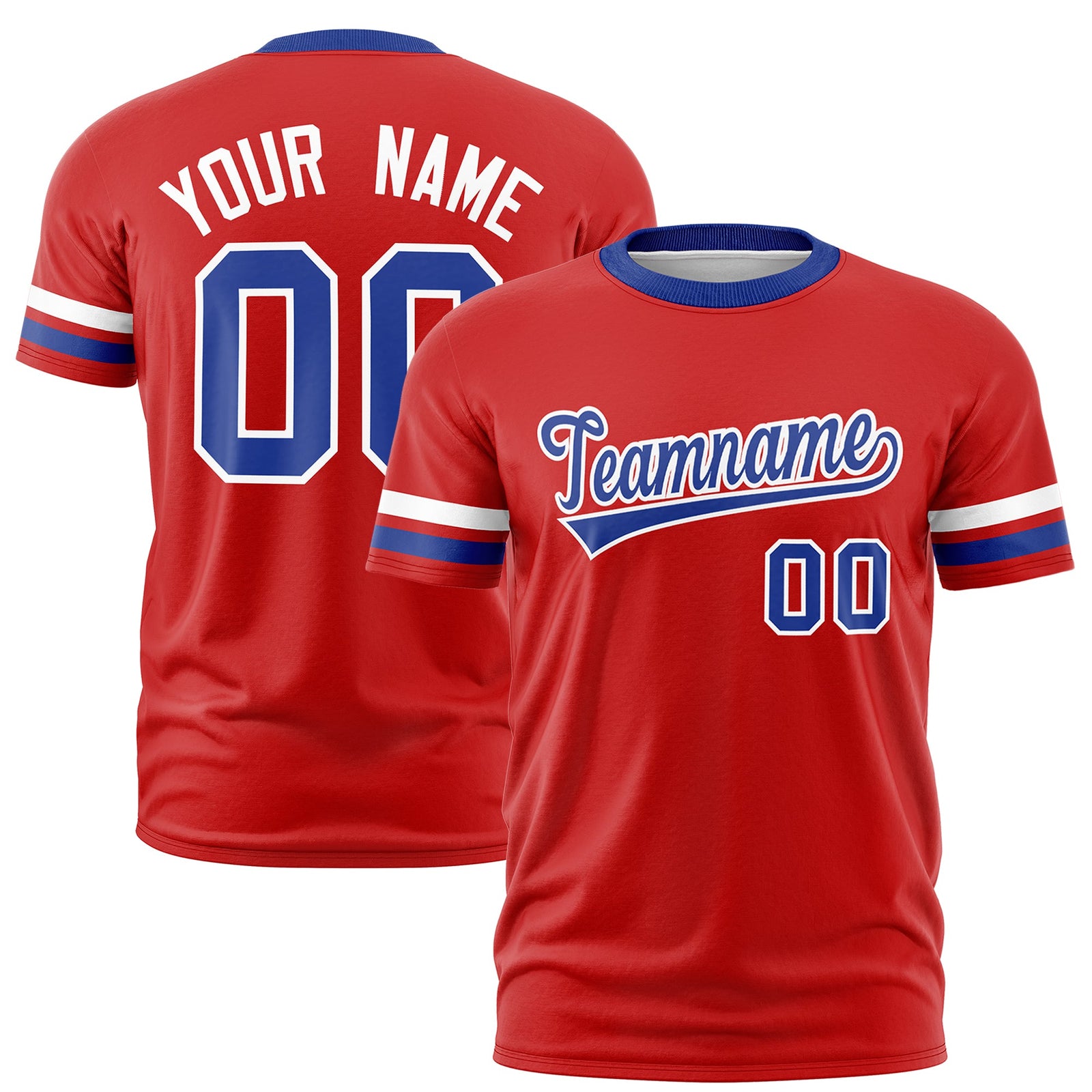 Custom Red Royal Blue Classic Style Stripe Fashion T-shirt| KXKSHOP