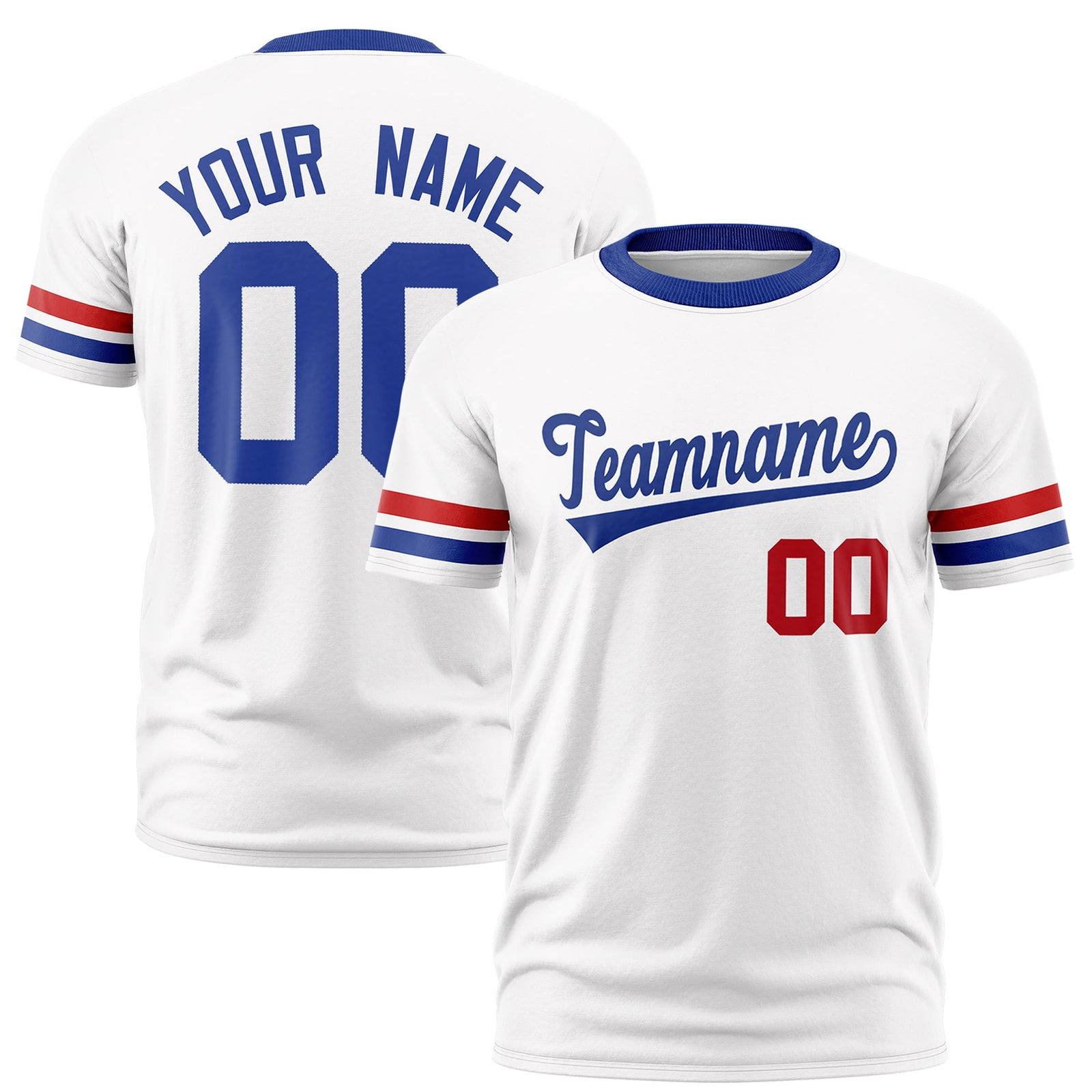 Custom White Royal Blue Classic Style Stripe Fashion T-shirt| KXKSHOP