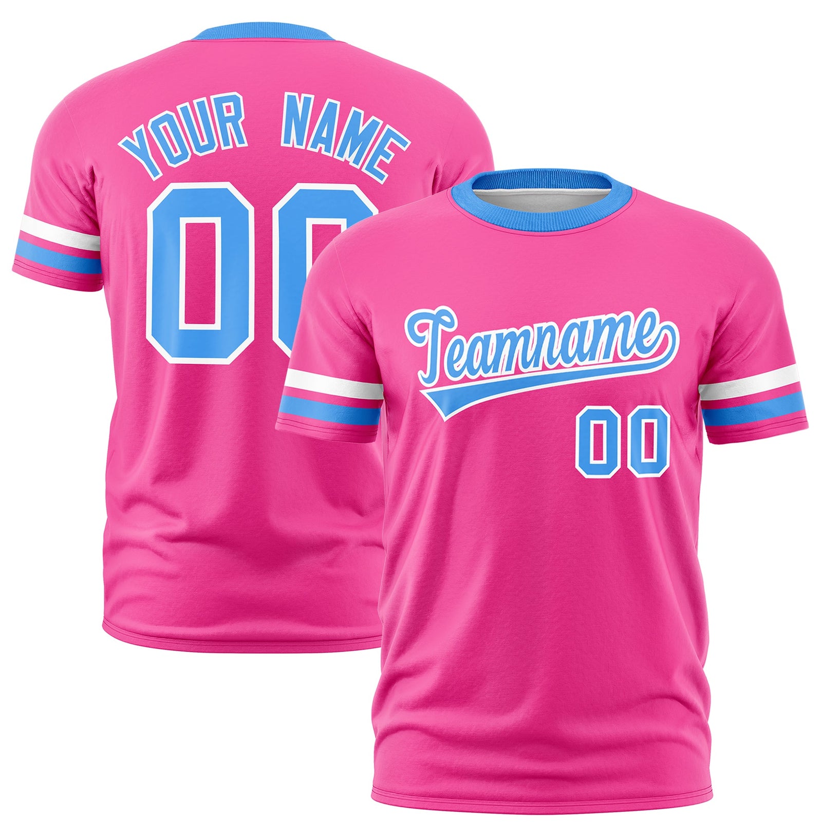 Custom Pink Powder Blue Classic Style Stripe Fashion T-shirt| KXKSHOP