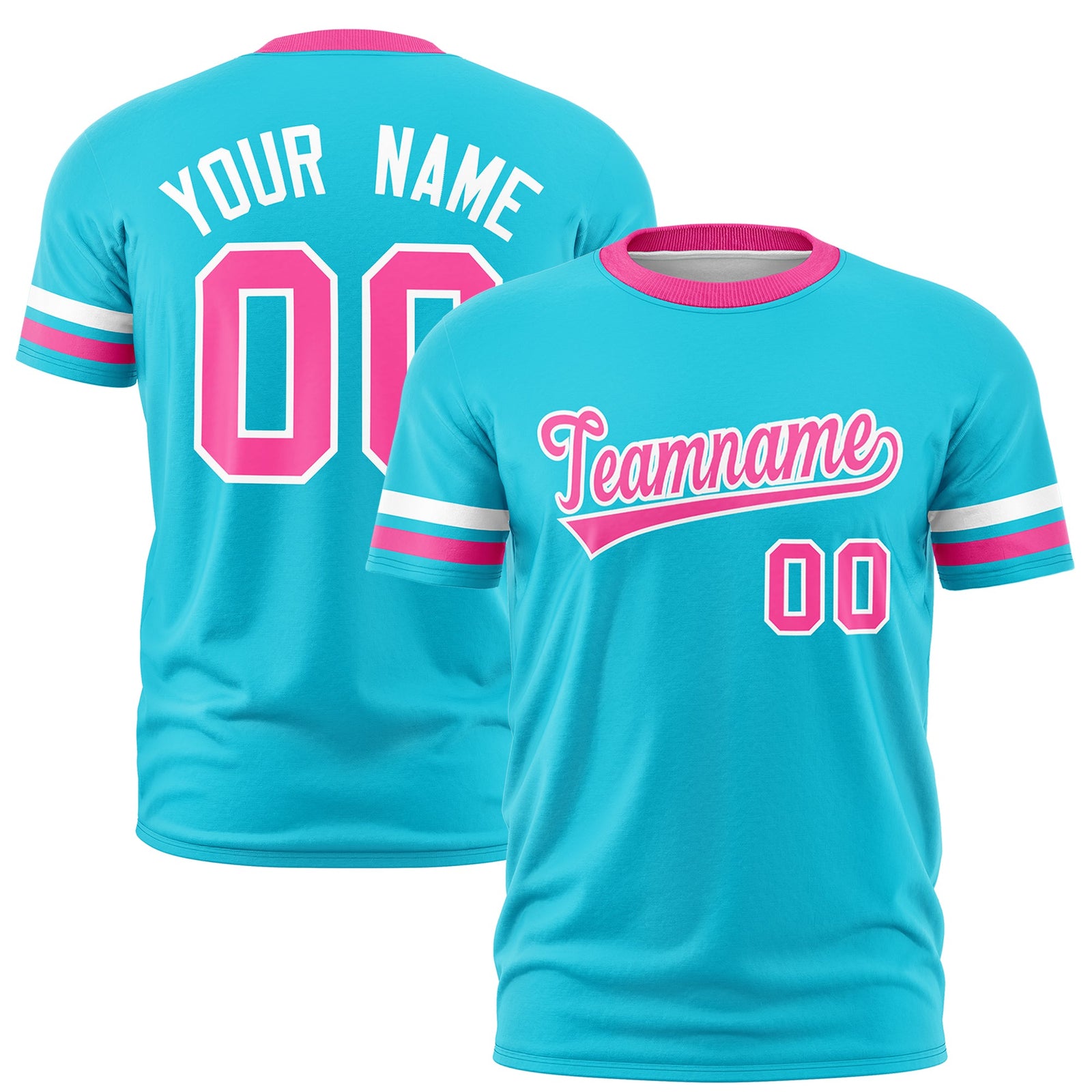 Custom Sky Blue Pink Classic Style Stripe Fashion T-shirt| KXKSHOP