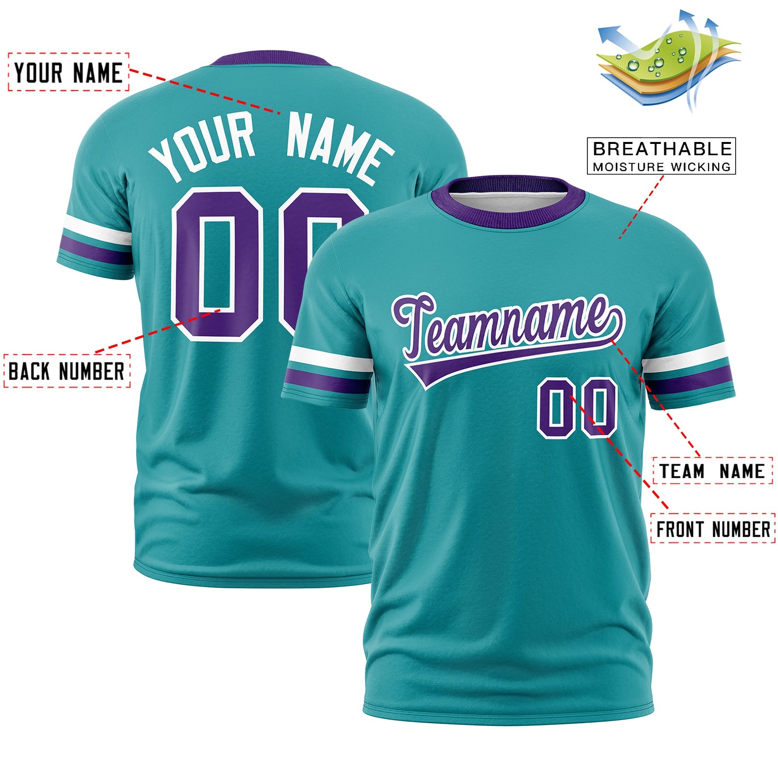 Custom Aqua Purple Classic Style Stripe Fashion T-shirt| KXKSHOP