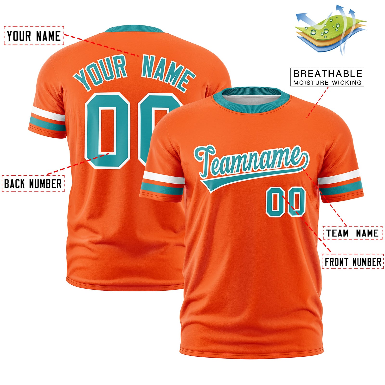 Custom Orange Aqua Classic Style Stripe Fashion T-shirt| KXKSHOP