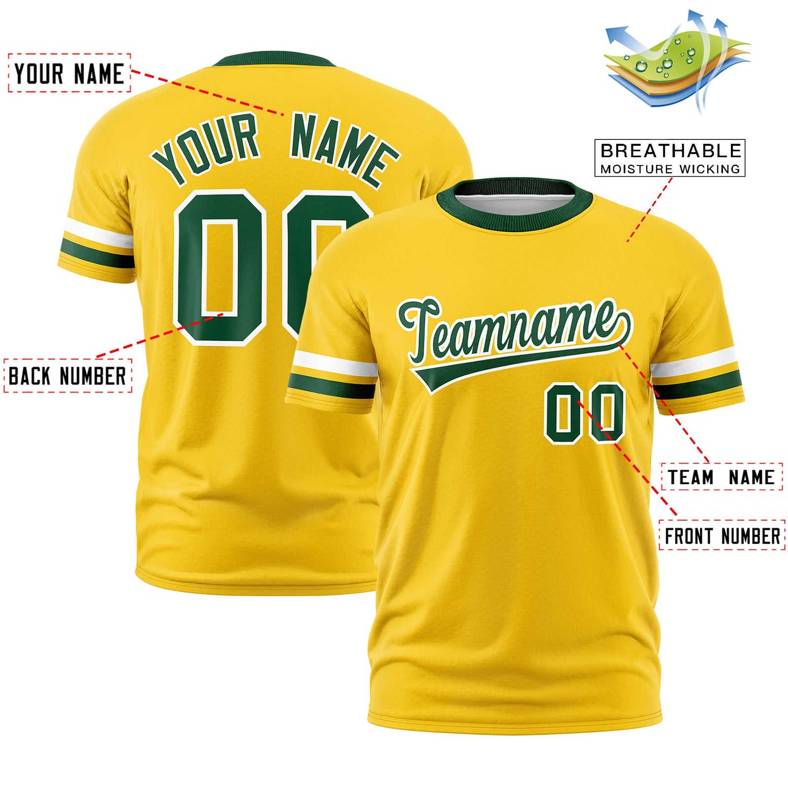 Custom Gold Green Classic Style Stripe Fashion T-shirt| KXKSHOP