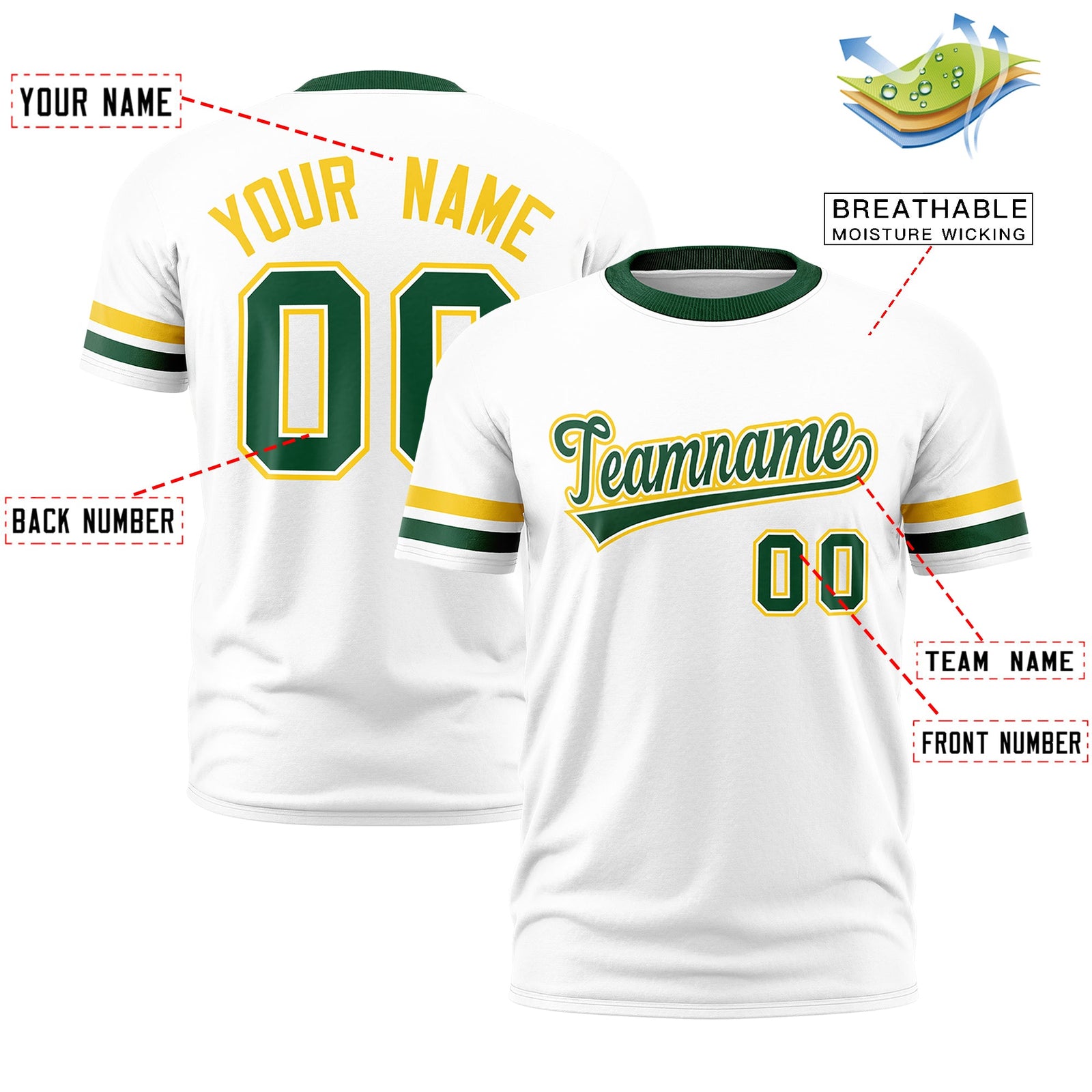 Custom White Green Classic Style Stripe Fashion T-shirt| KXKSHOP