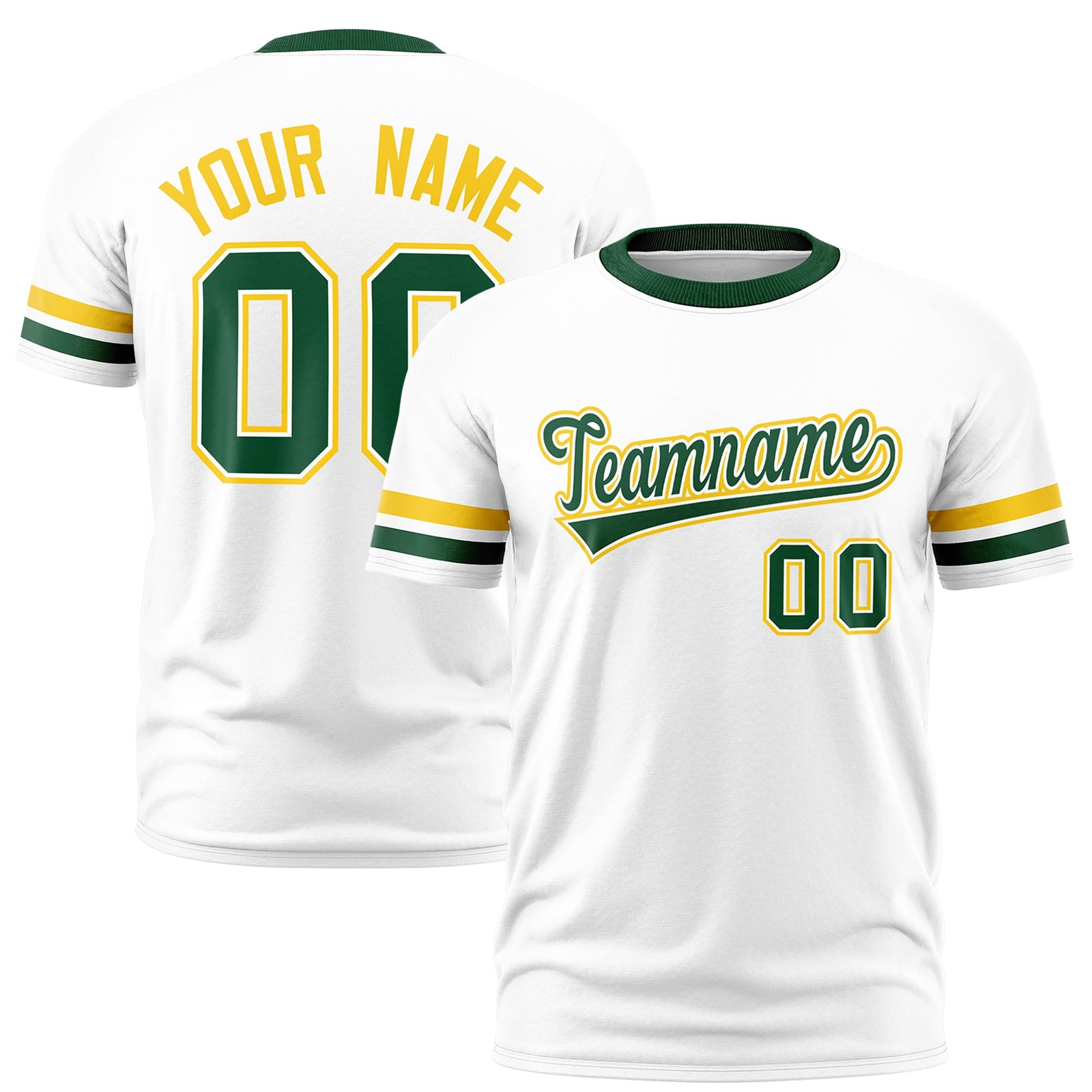Custom White Green Classic Style Stripe Fashion T-shirt| KXKSHOP
