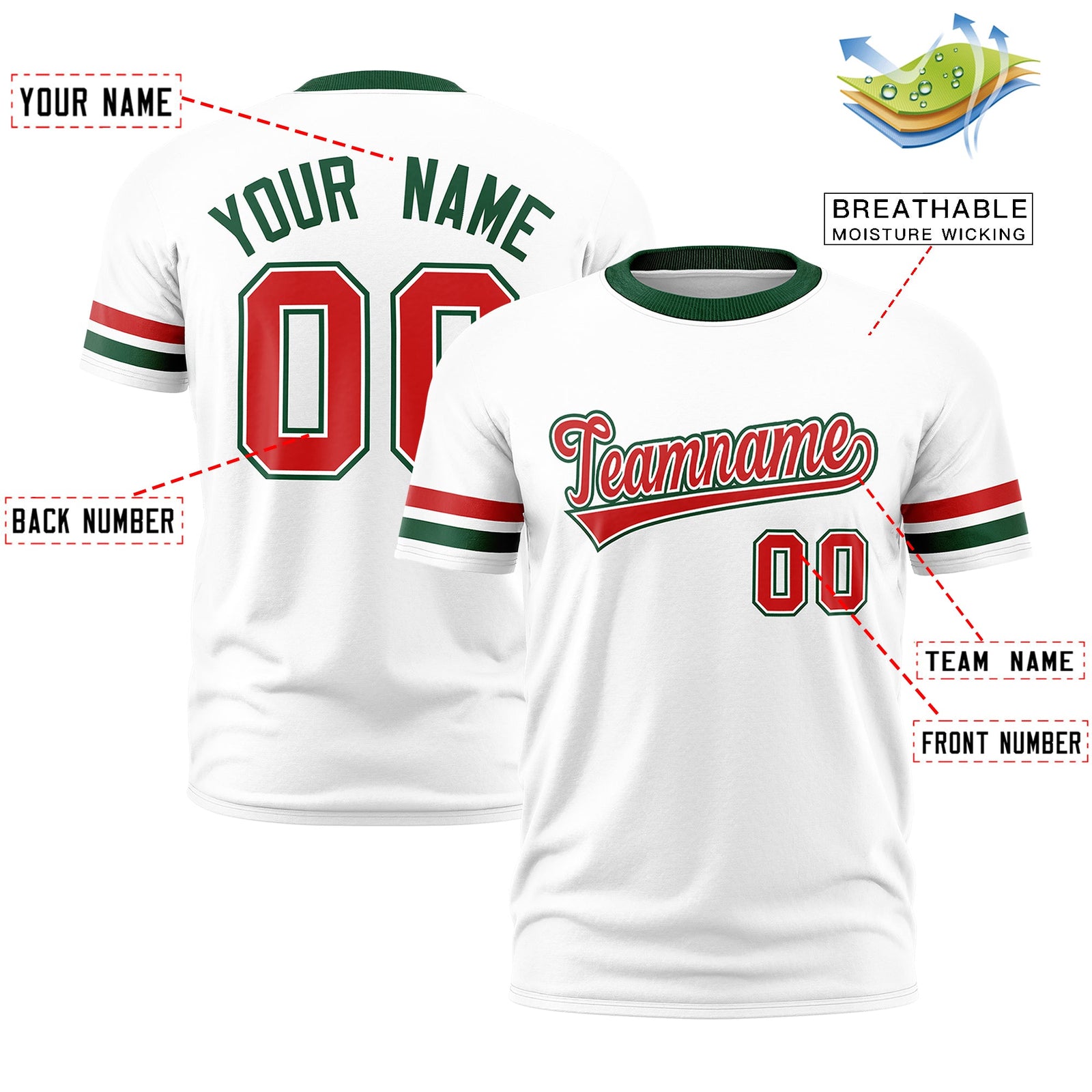 Custom White Green Classic Style Stripe Fashion T-shirt| KXKSHOP