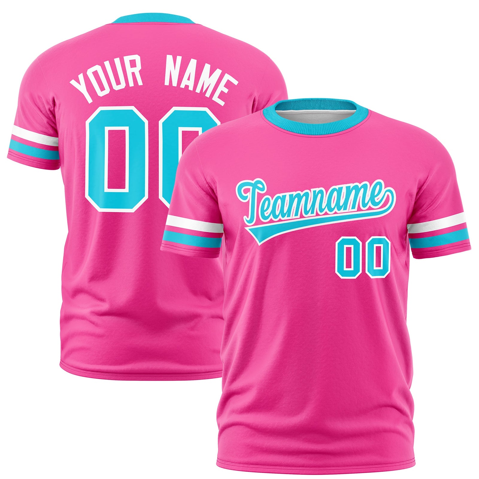 Custom Pink Sky Blue Classic Style Stripe Fashion T-shirt| KXKSHOP