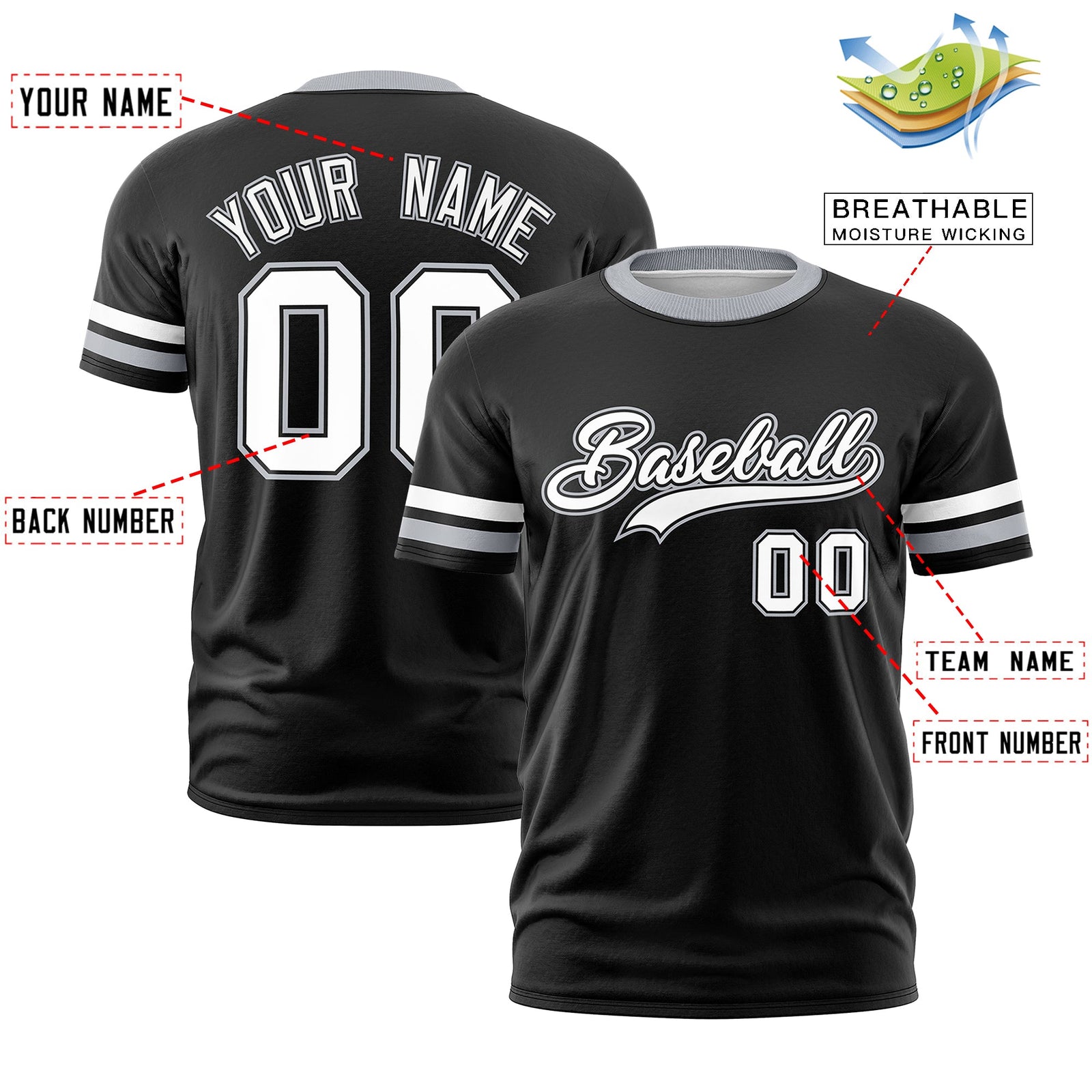 Custom Black Gray Classic Style Stripe Fashion T-shirt| KXKSHOP