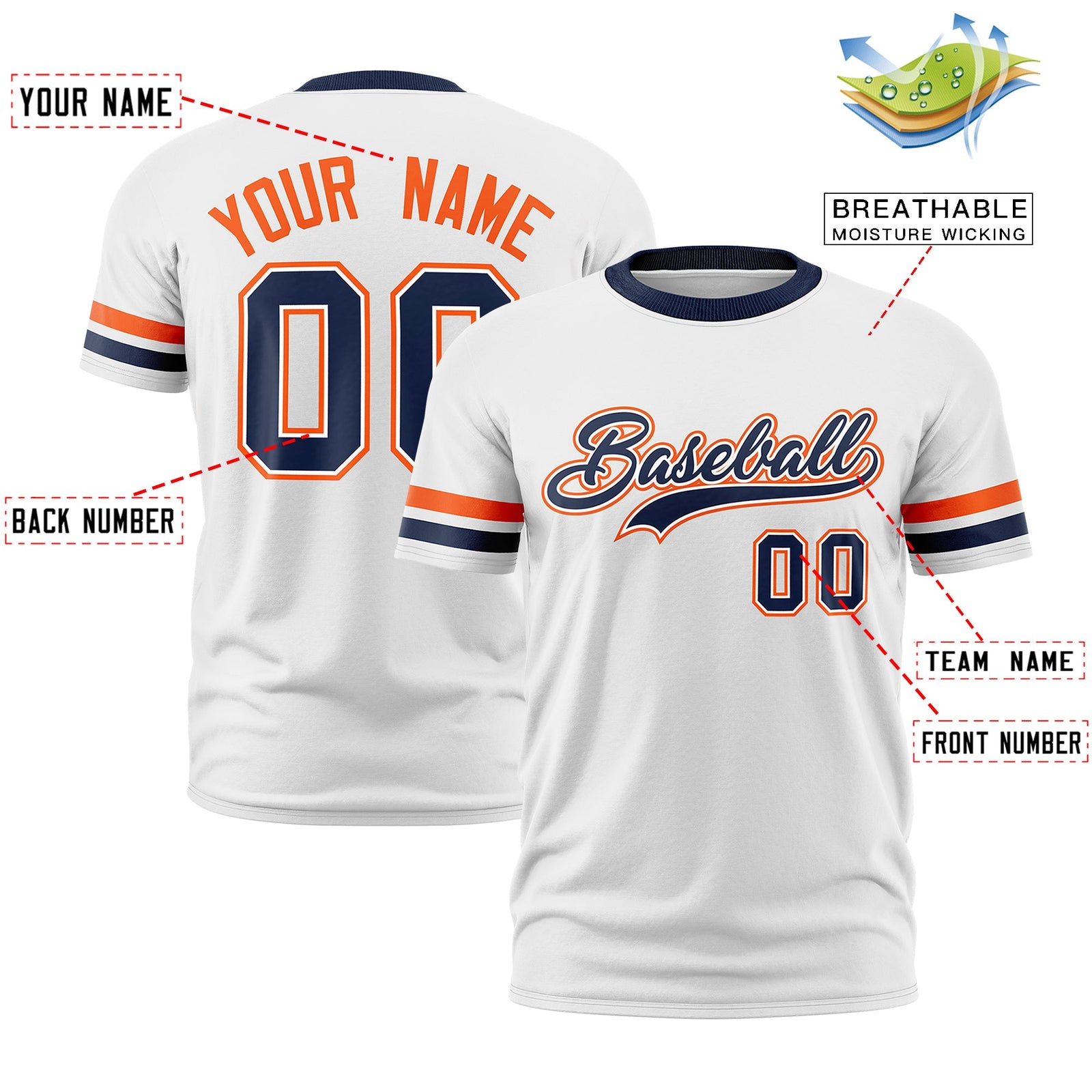 Custom White Navy Classic Style Stripe Fashion T-shirt| KXKSHOP