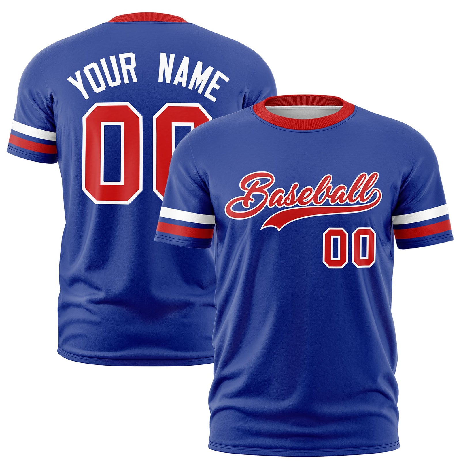Custom Royal Blue Red Classic Style Stripe Fashion T-shirt| KXKSHOP