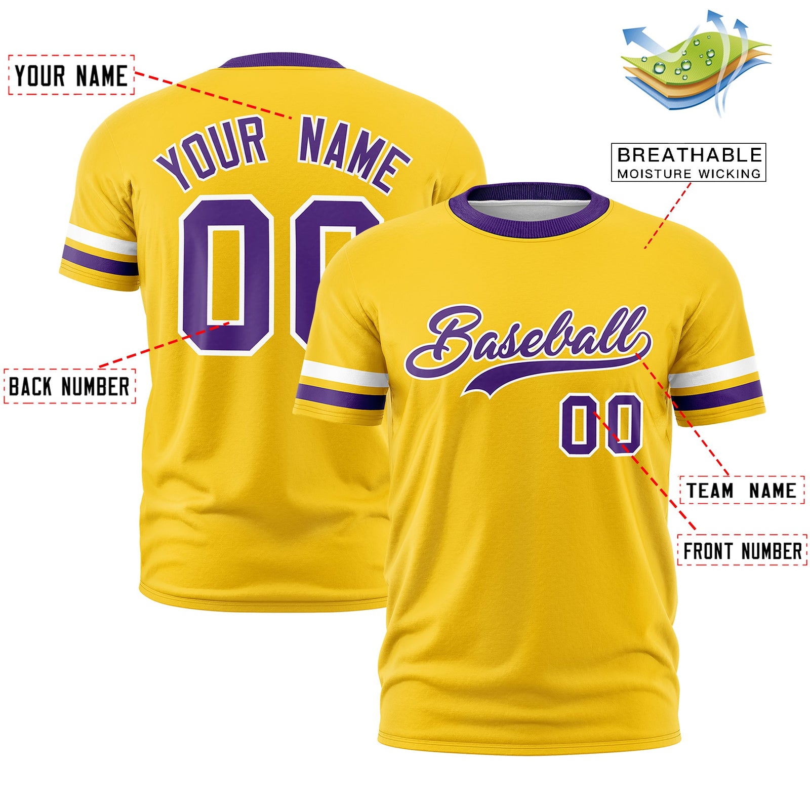 Custom Gold Purple Classic Style Stripe Fashion T-shirt| KXKSHOP