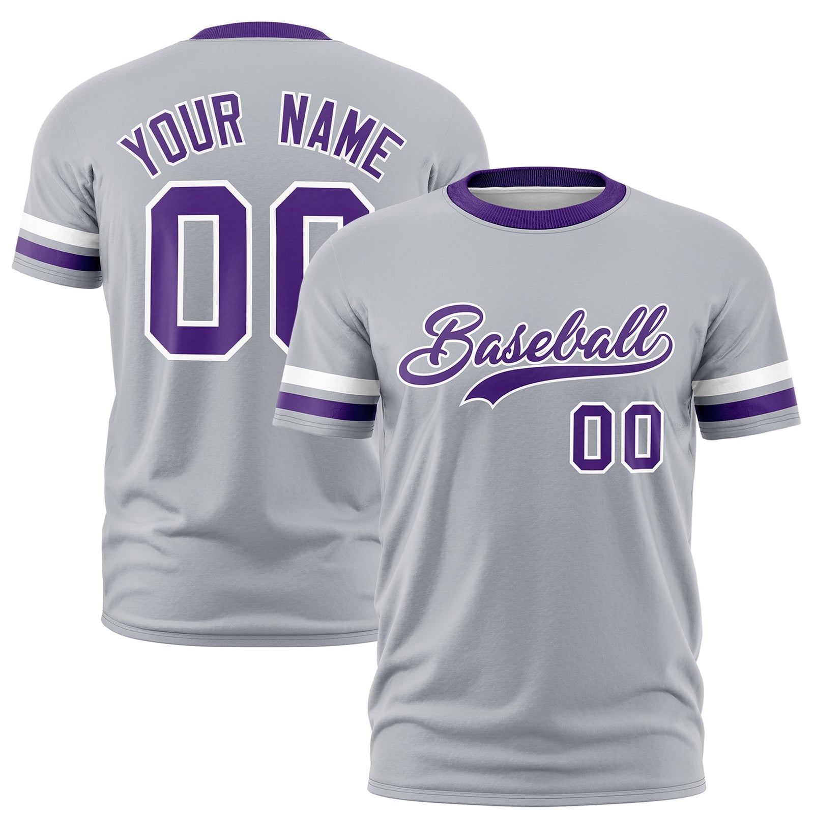 Custom Gray Purple Classic Style Stripe Fashion T-shirt| KXKSHOP