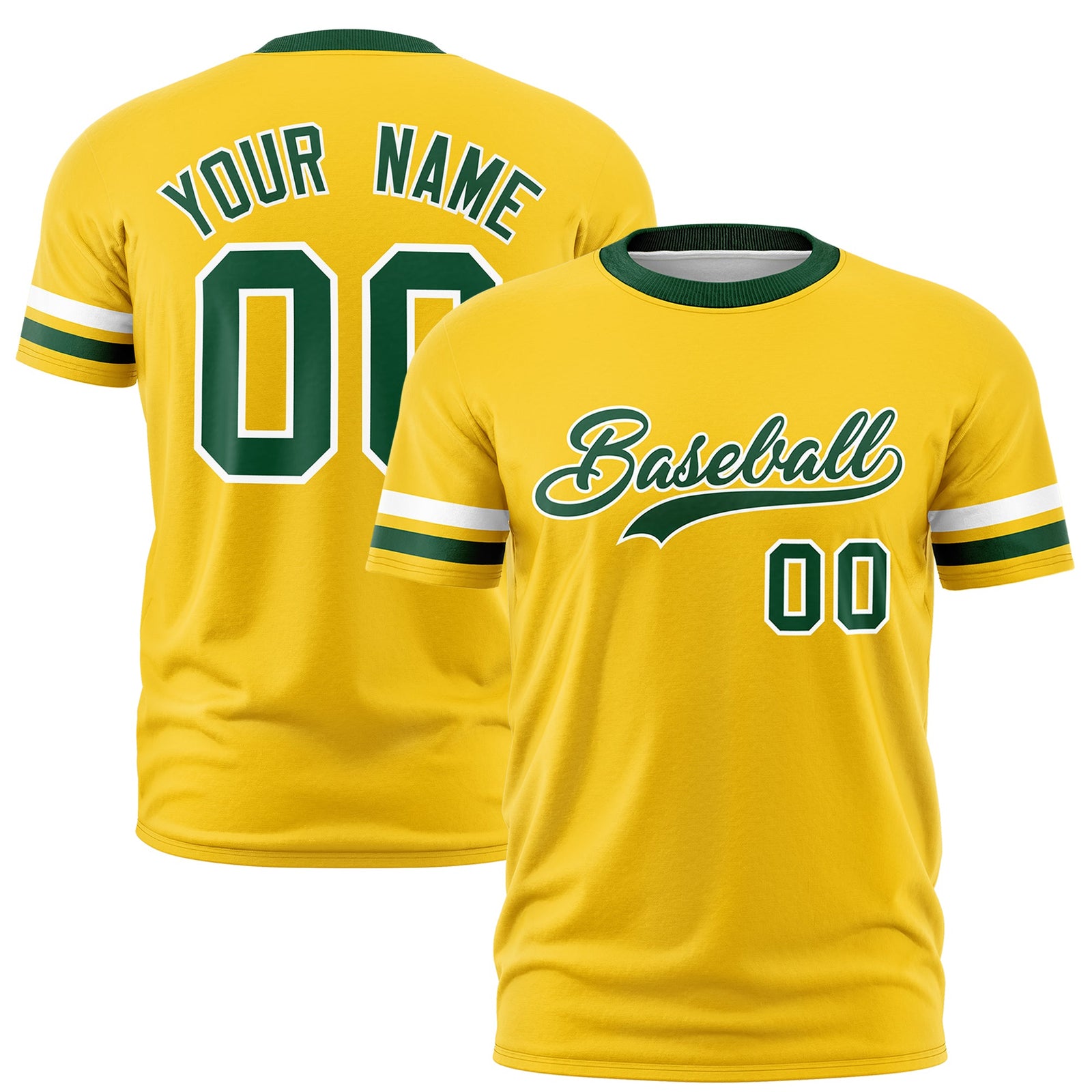 Custom Gold Green Classic Style Stripe Fashion T-shirt| KXKSHOP