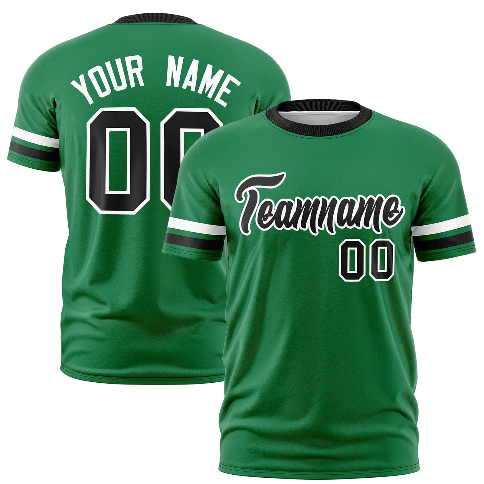 Custom Kelly Green Black Classic Style Stripe Fashion T-shirt| KXKSHOP
