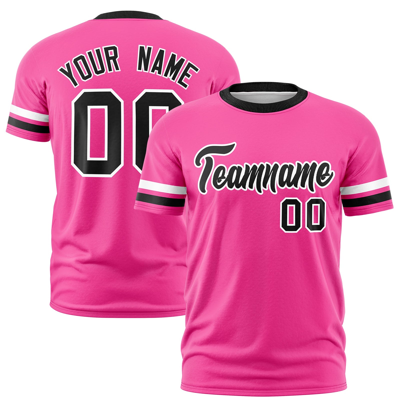 Custom Pink Black Classic Style Stripe Fashion T-shirt| KXKSHOP