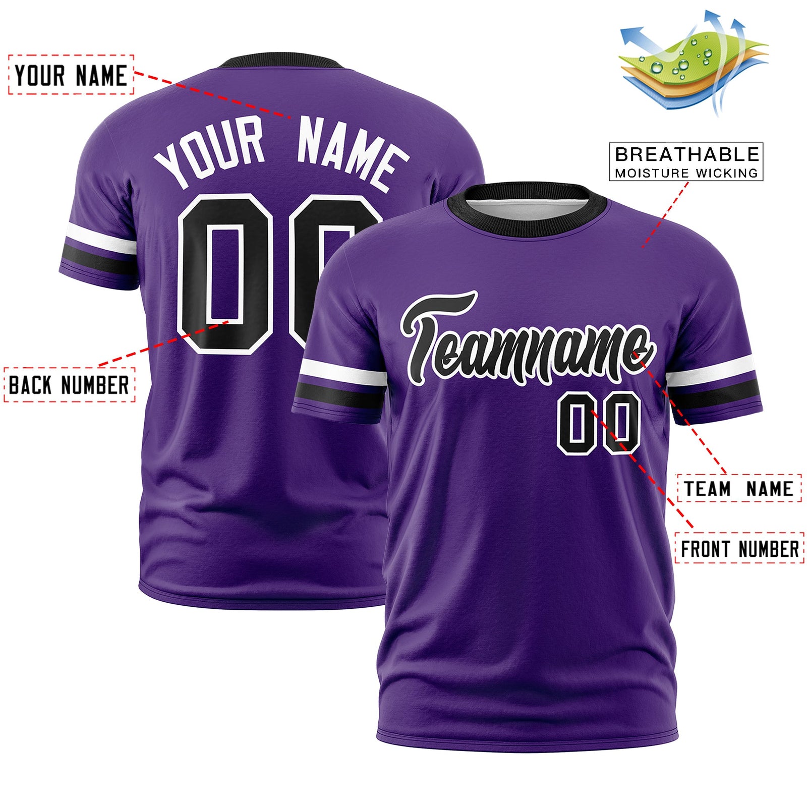 Custom Purple Black Classic Style Stripe Fashion T-shirt| KXKSHOP