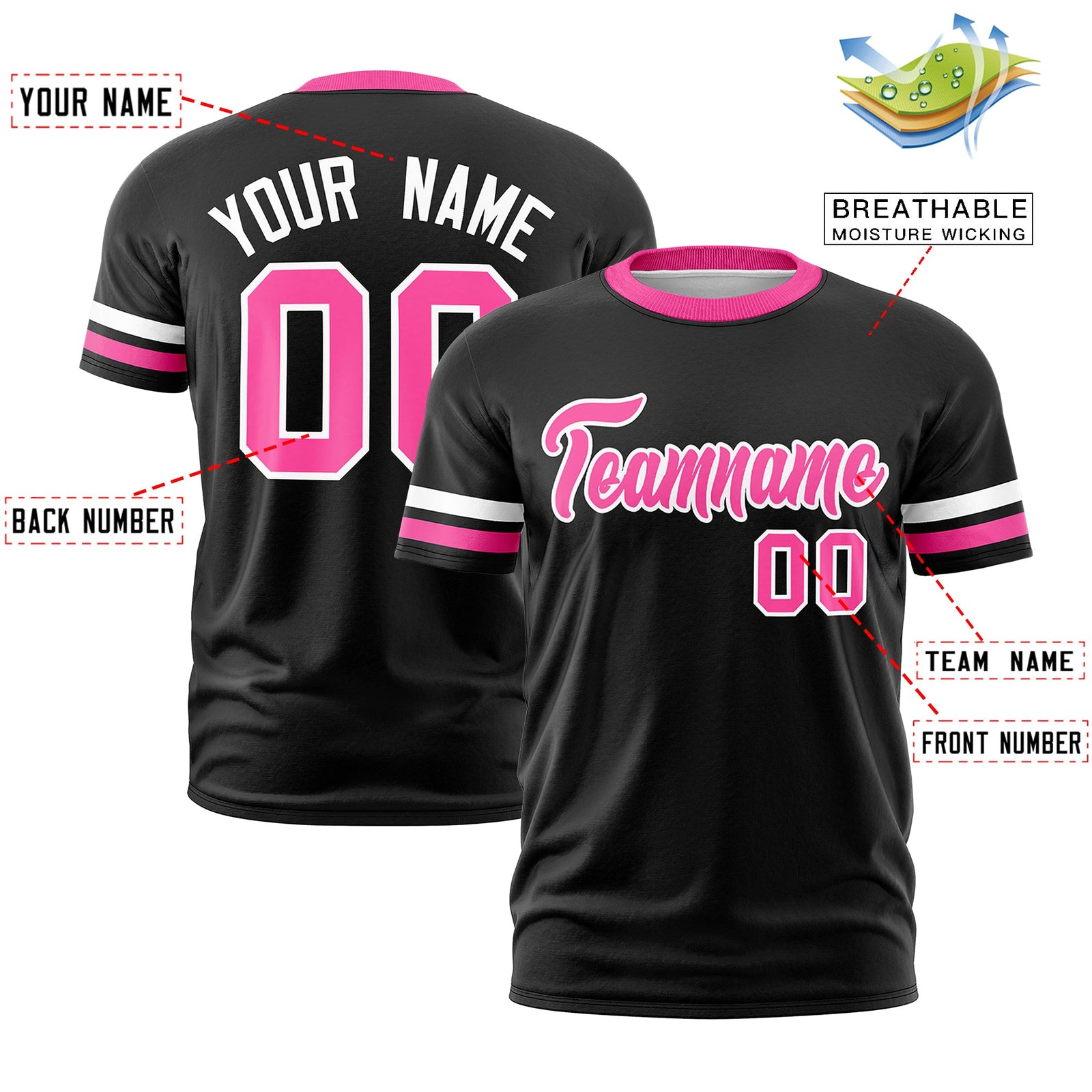 Custom Black Pink Classic Style Stripe Fashion T-shirt| KXKSHOP