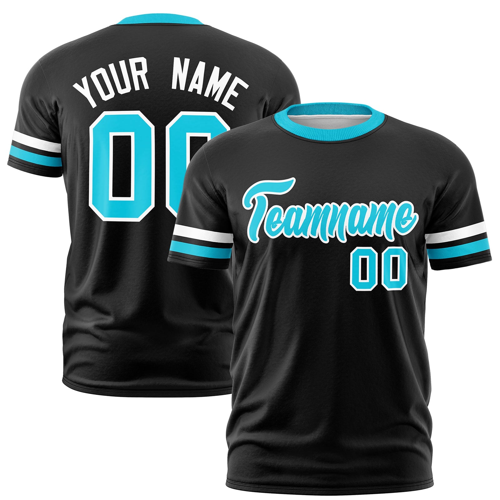 Custom Black Sky Blue Classic Style Stripe Fashion T-shirt| KXKSHOP