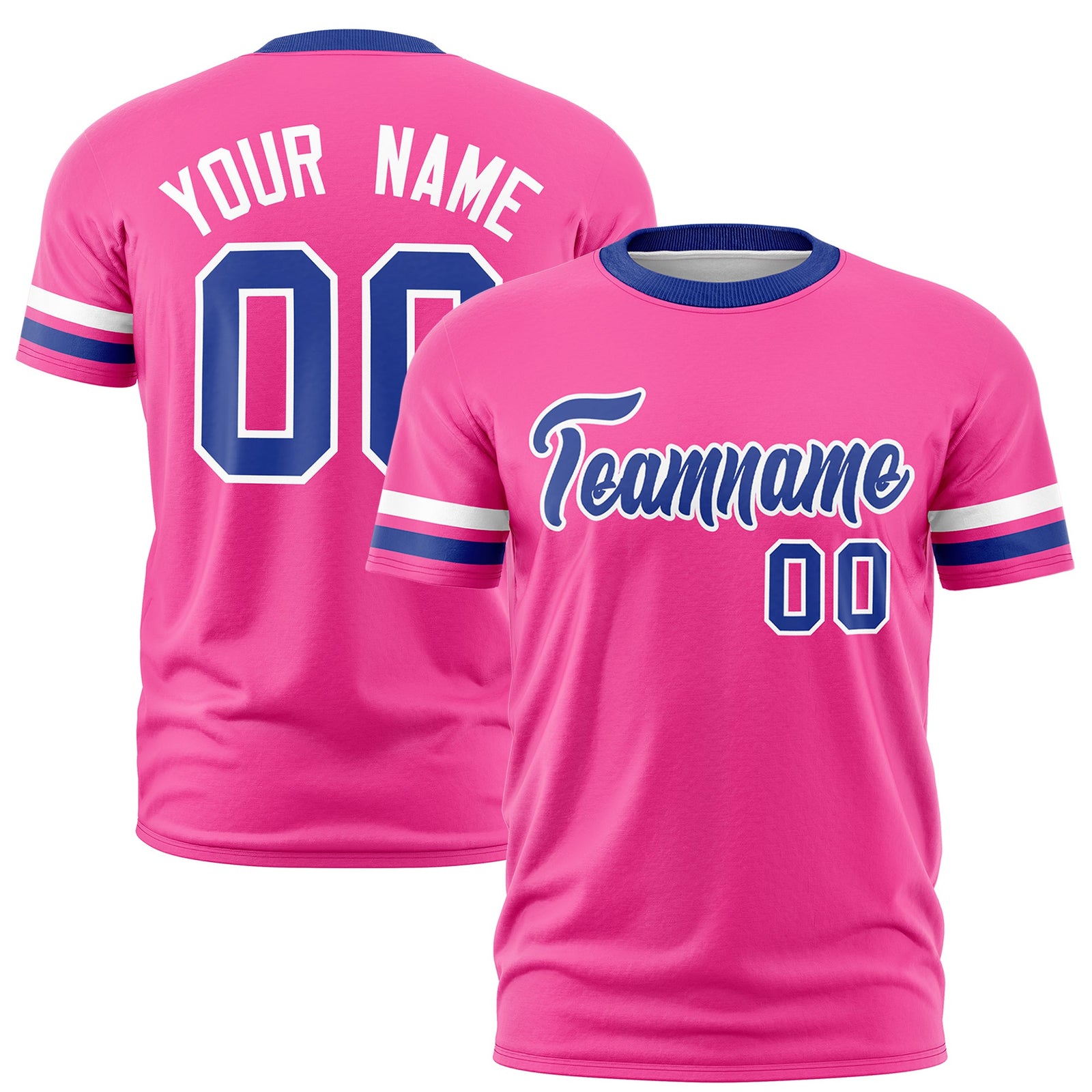 Custom Pink Royal Blue Classic Style Stripe Fashion T-shirt| KXKSHOP