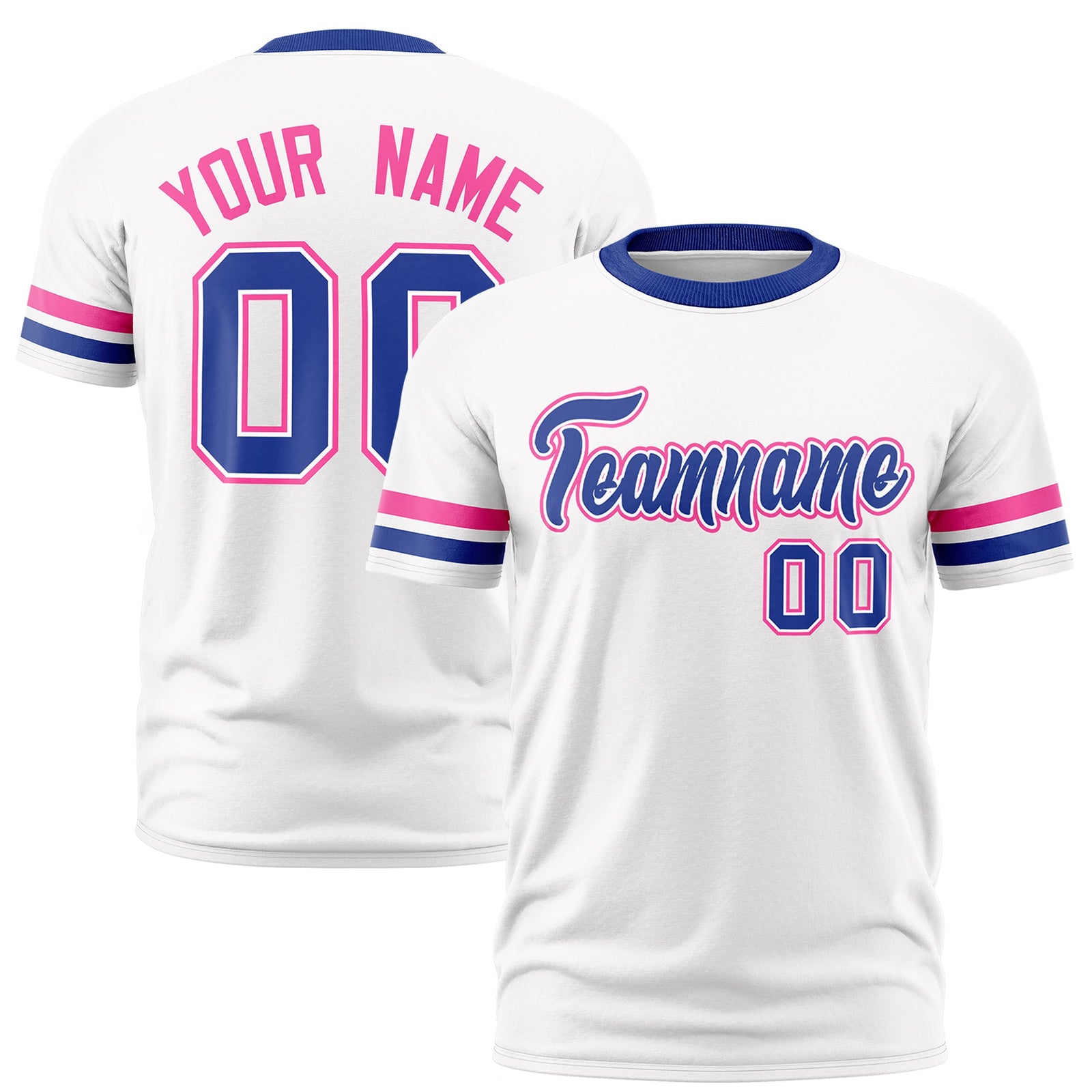 Custom White Royal Blue Classic Style Stripe Fashion T-shirt| KXKSHOP