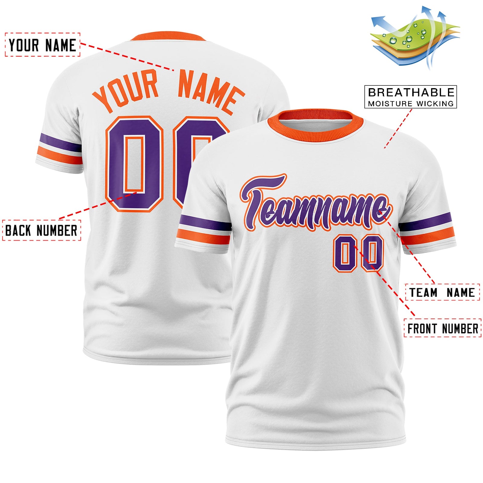 Custom White Orange Classic Style Stripe Fashion T-shirt| KXKSHOP