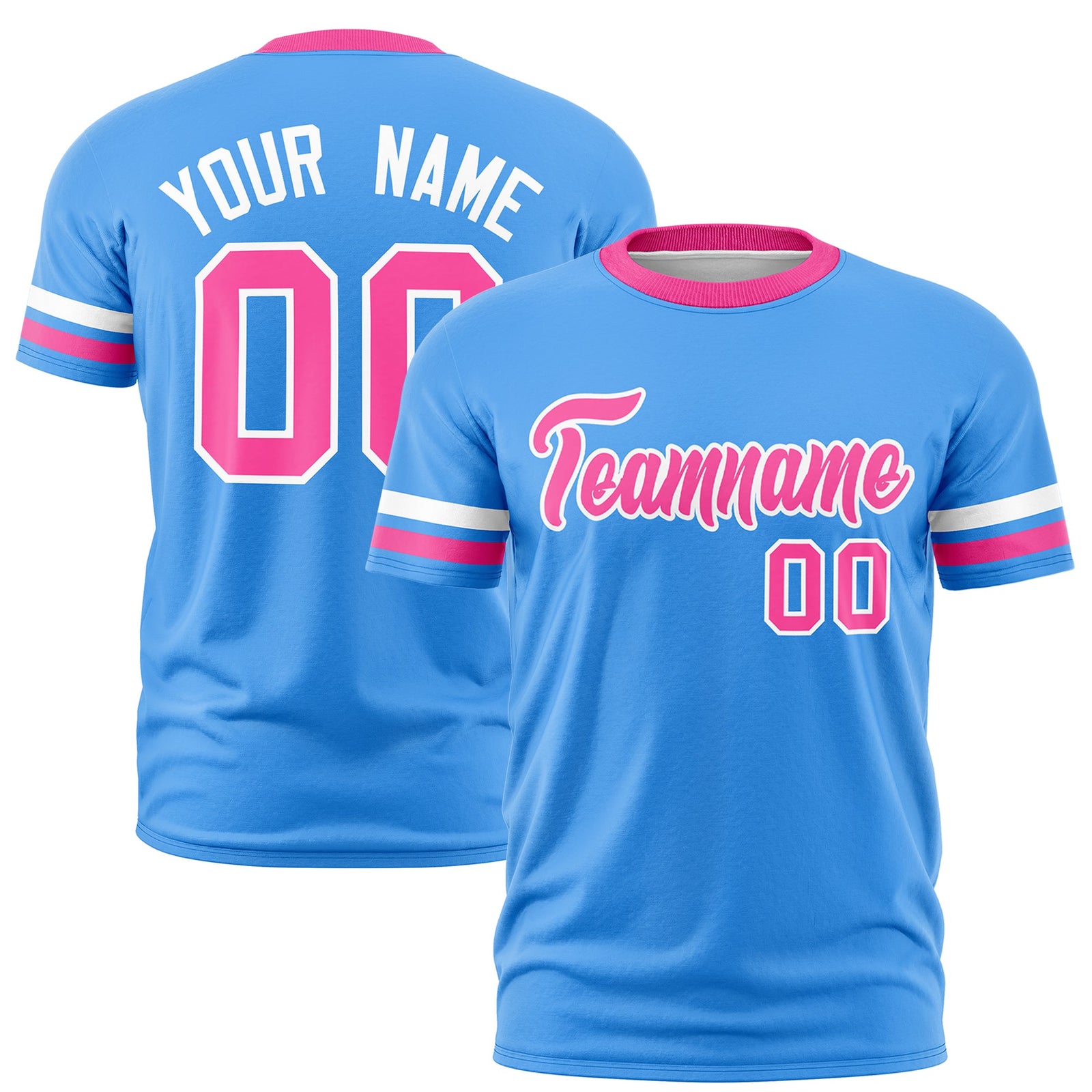 Custom Powder Blue Pink Classic Style Stripe Fashion T-shirt| KXKSHOP