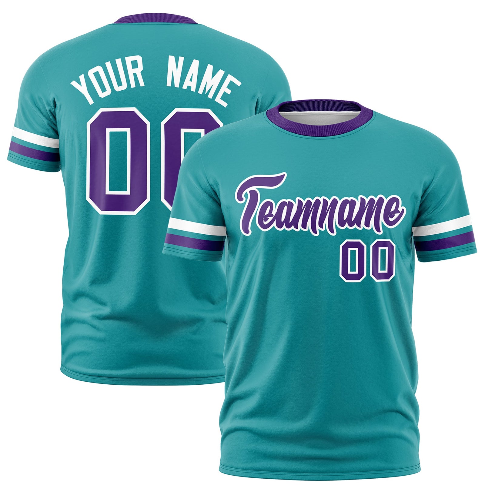 Custom Aqua Purple Classic Style Stripe Fashion T-shirt| KXKSHOP